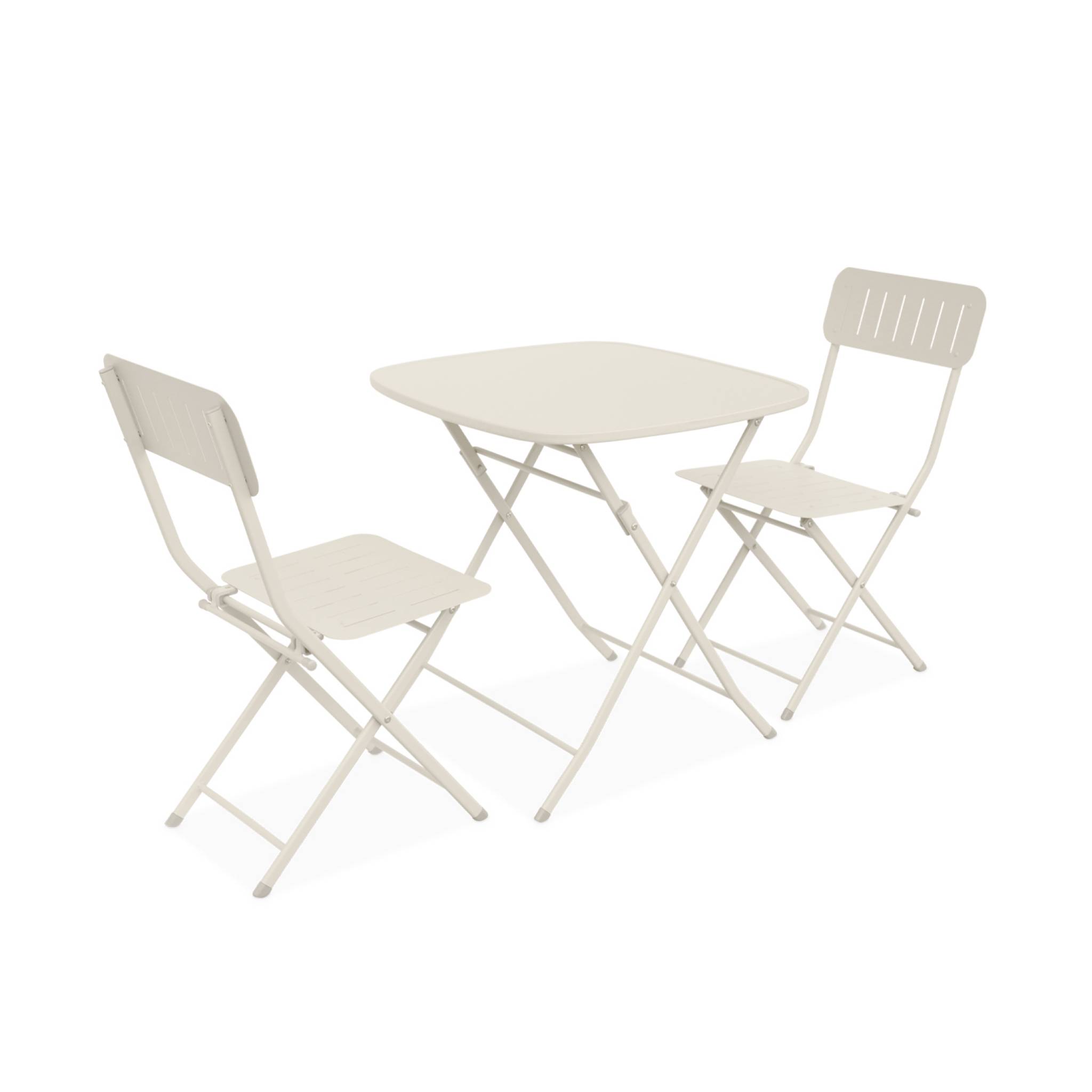 table de jardin et 2 chaises pliables beige