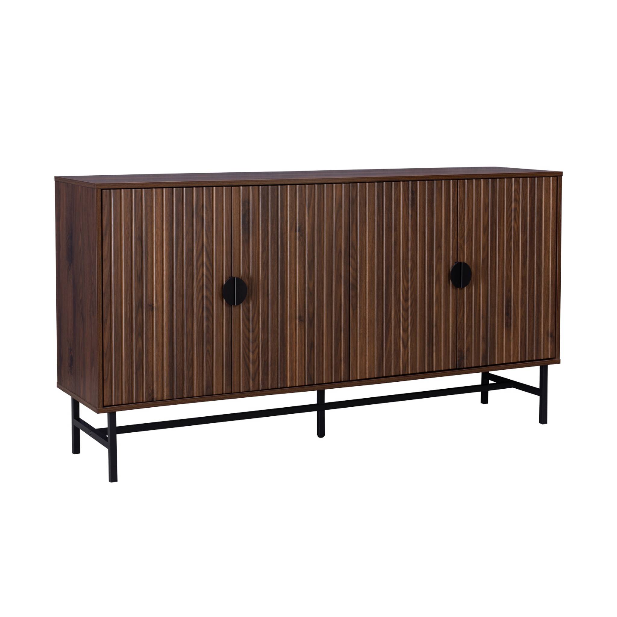 buffet de rangement effet bois foncé, quatre portes
