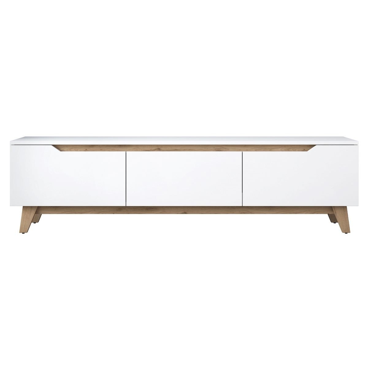 Meuble tv contemporain 180cm 3 portes bois blanc