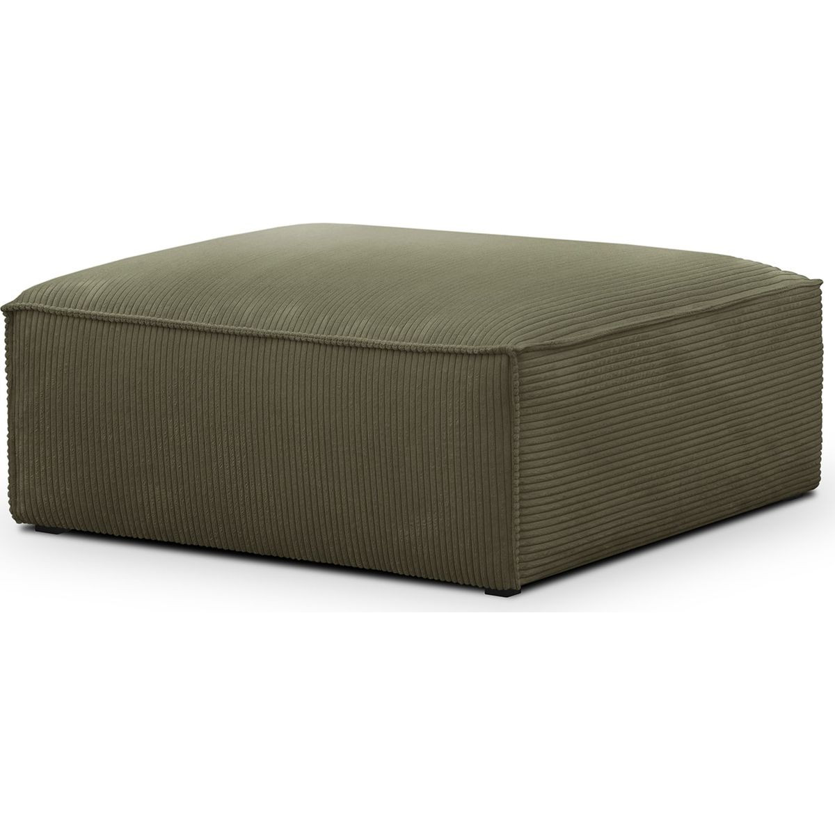 Pouf / repose-pieds en velours côtelé vert kaki