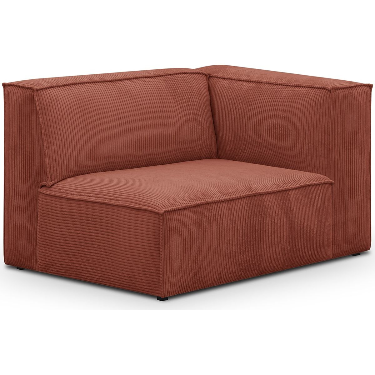 Chauffeuse d’angle à droite modulable en velours côtelé rouille