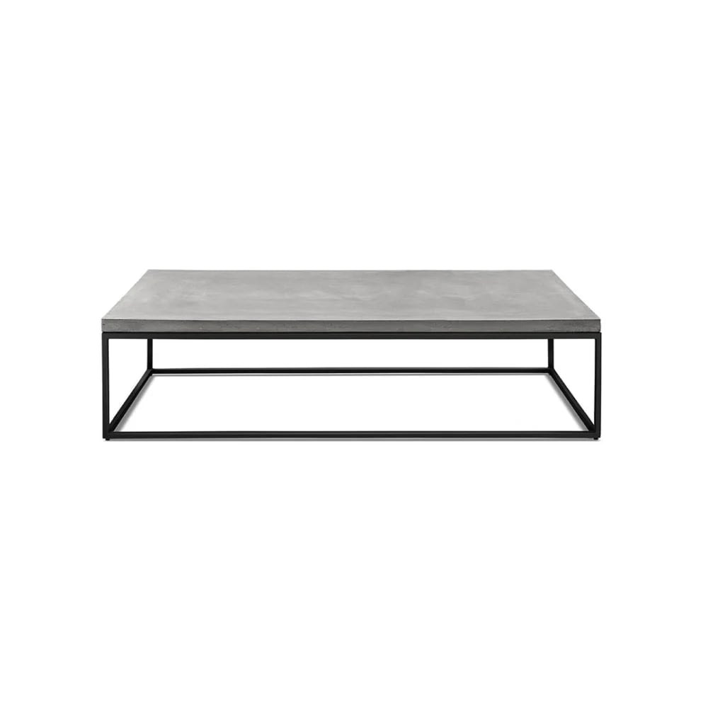 Table basse design industriel en béton gris et acier noir – 130 x70cm