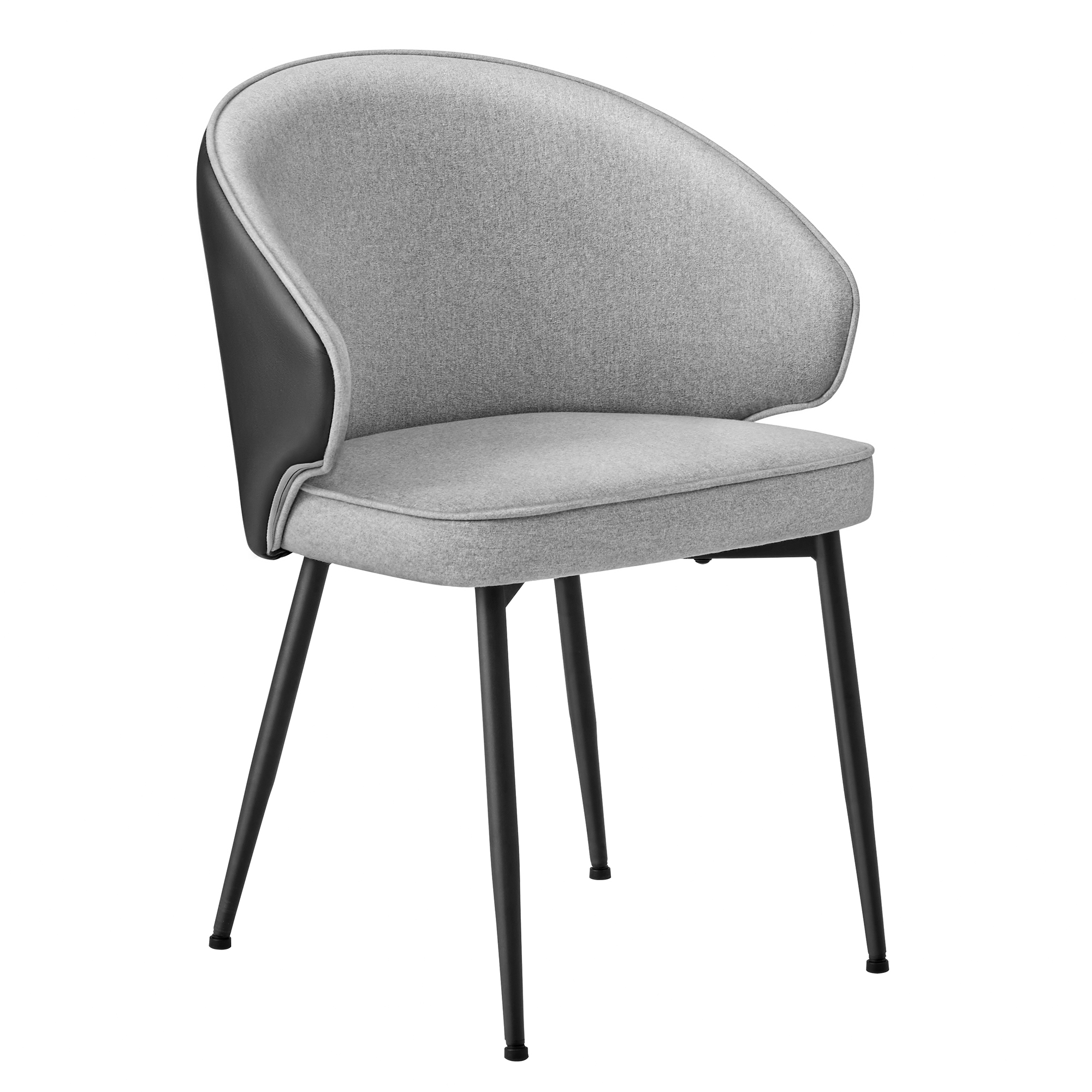 chaises de cuisine acier tissu coton-lin gris clair