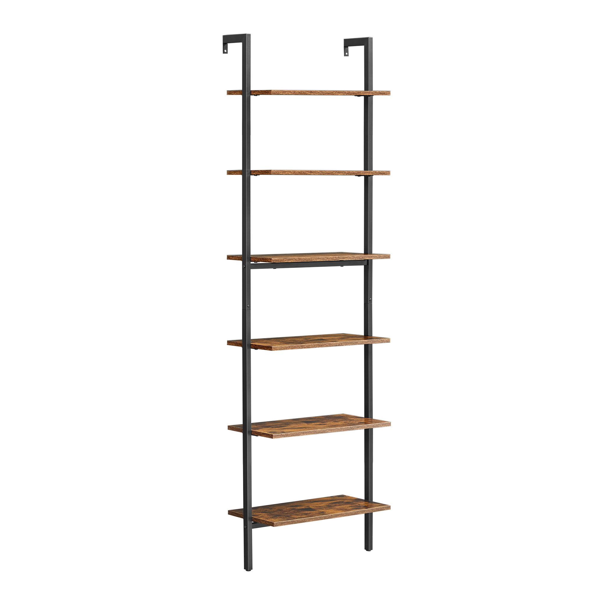 Étagère échelle 6 niveaux effet bois marron rustique