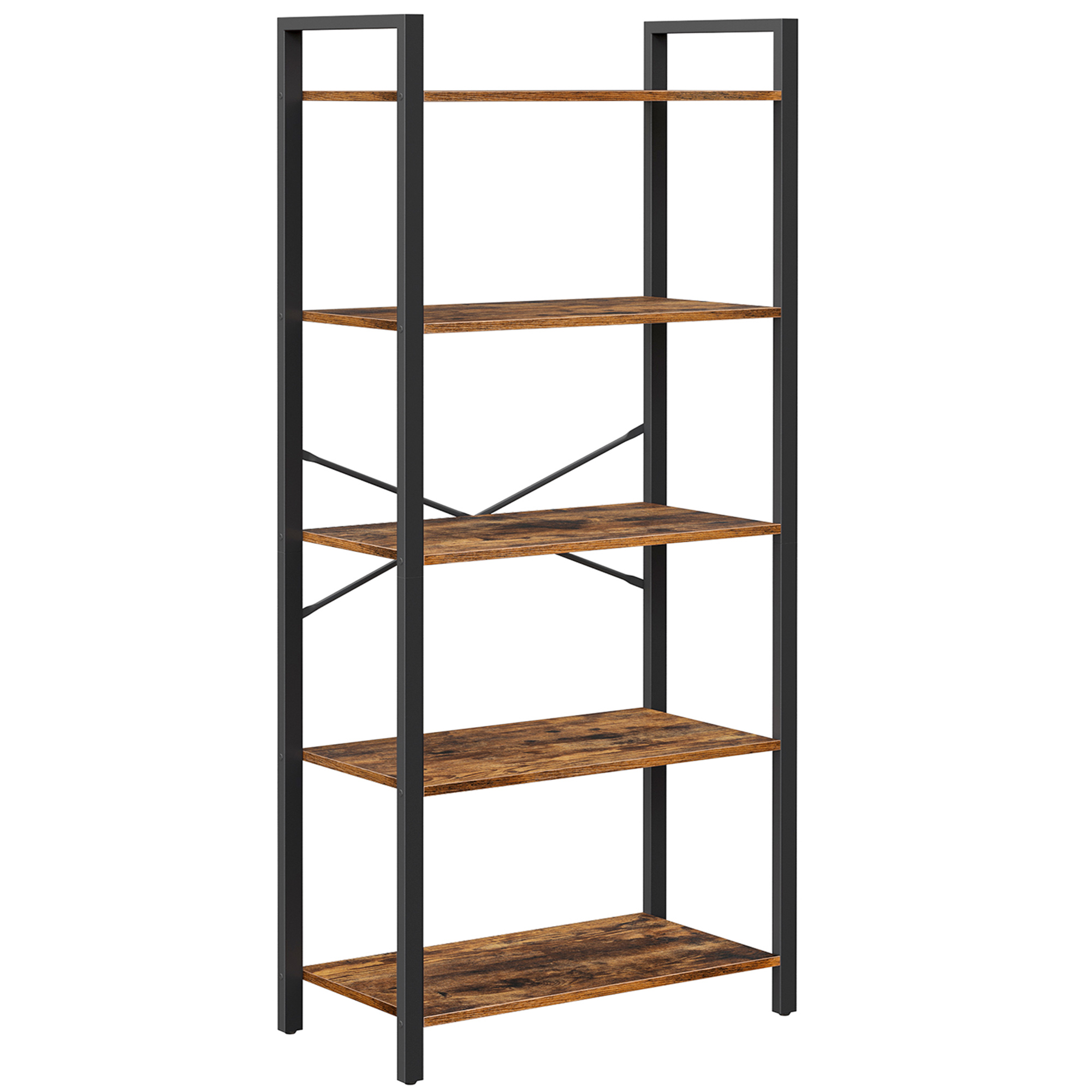 Étagère à 5 niveaux style industriel effet bois marron rustique