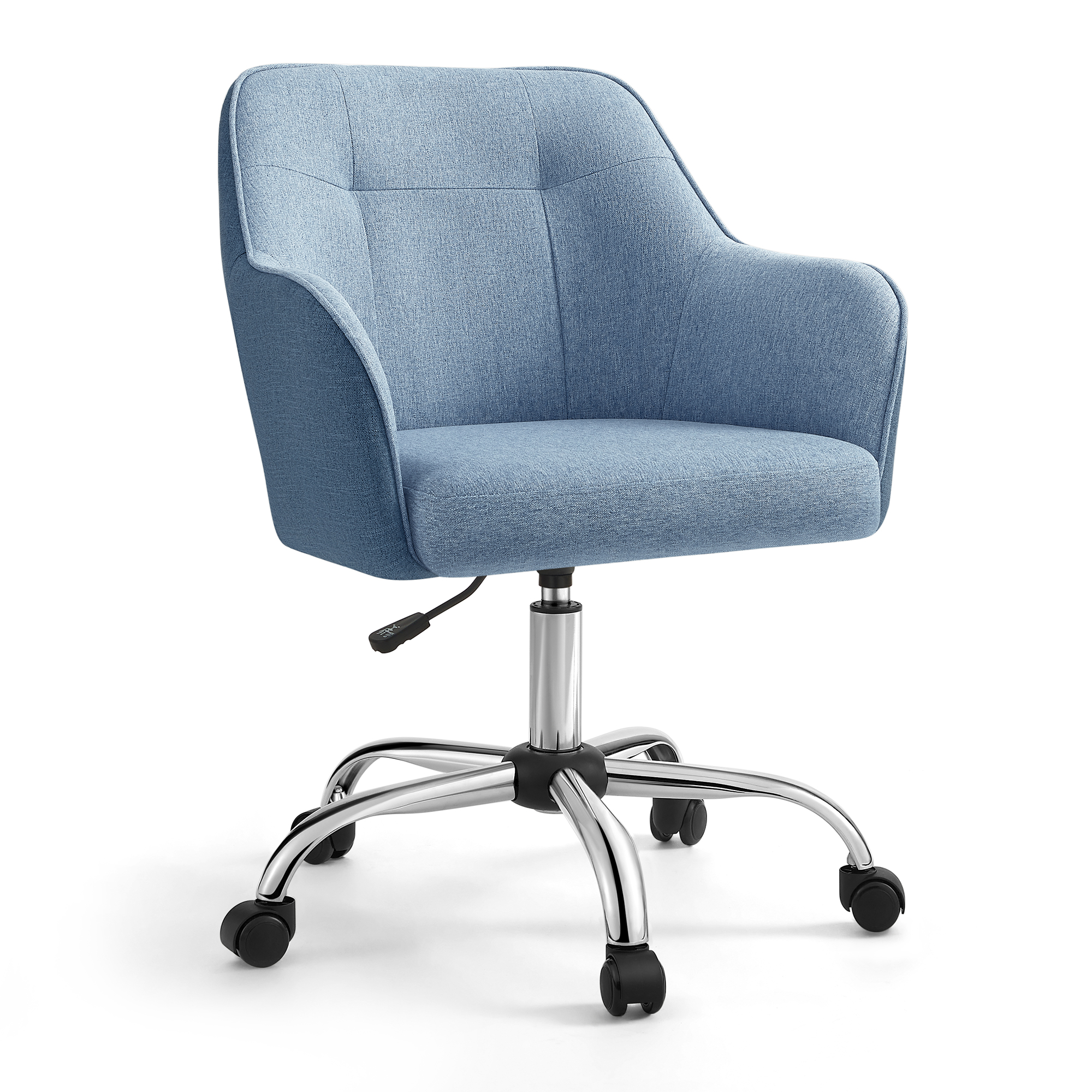 chaise de bureau ergonomique tissu coton-lin bleu