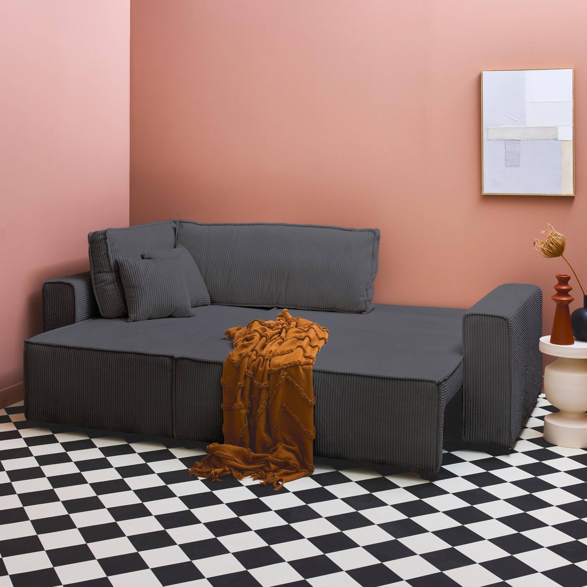 Produit similaire: feel - Canapé convertible velours côtelé Gris