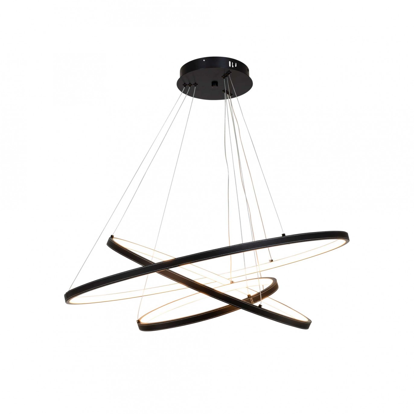 Suspension noir en simili cuir noir