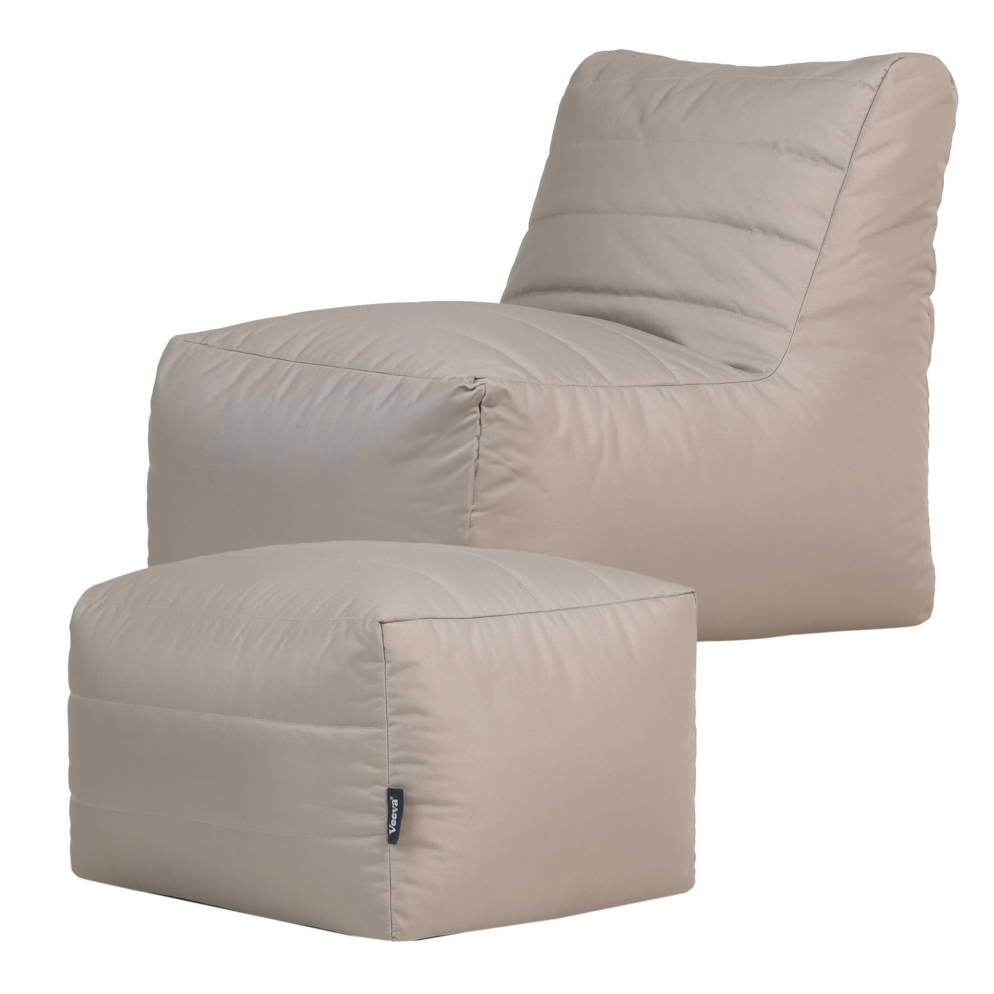 Ensemble 2 poufs modulaires d'extérieur beige galet