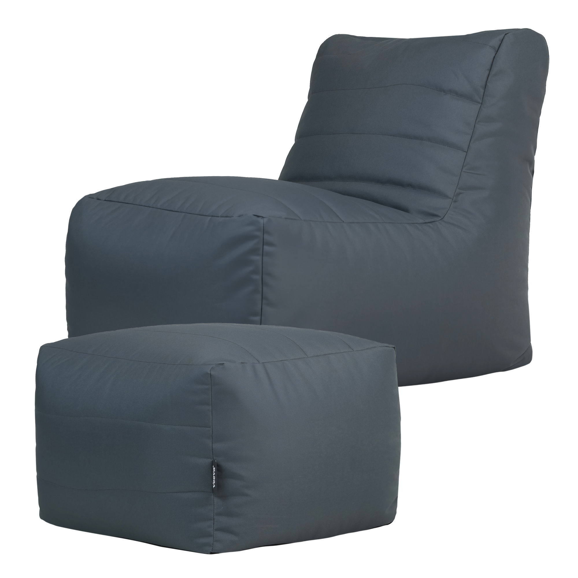 Ensemble 2 poufs modulaires d'extérieur gris anthracite