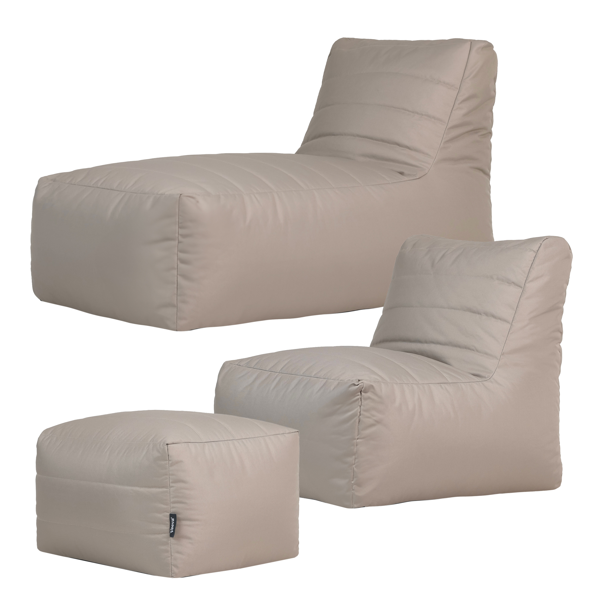 Ensemble 3 poufs modulaires d'extérieur beige galet