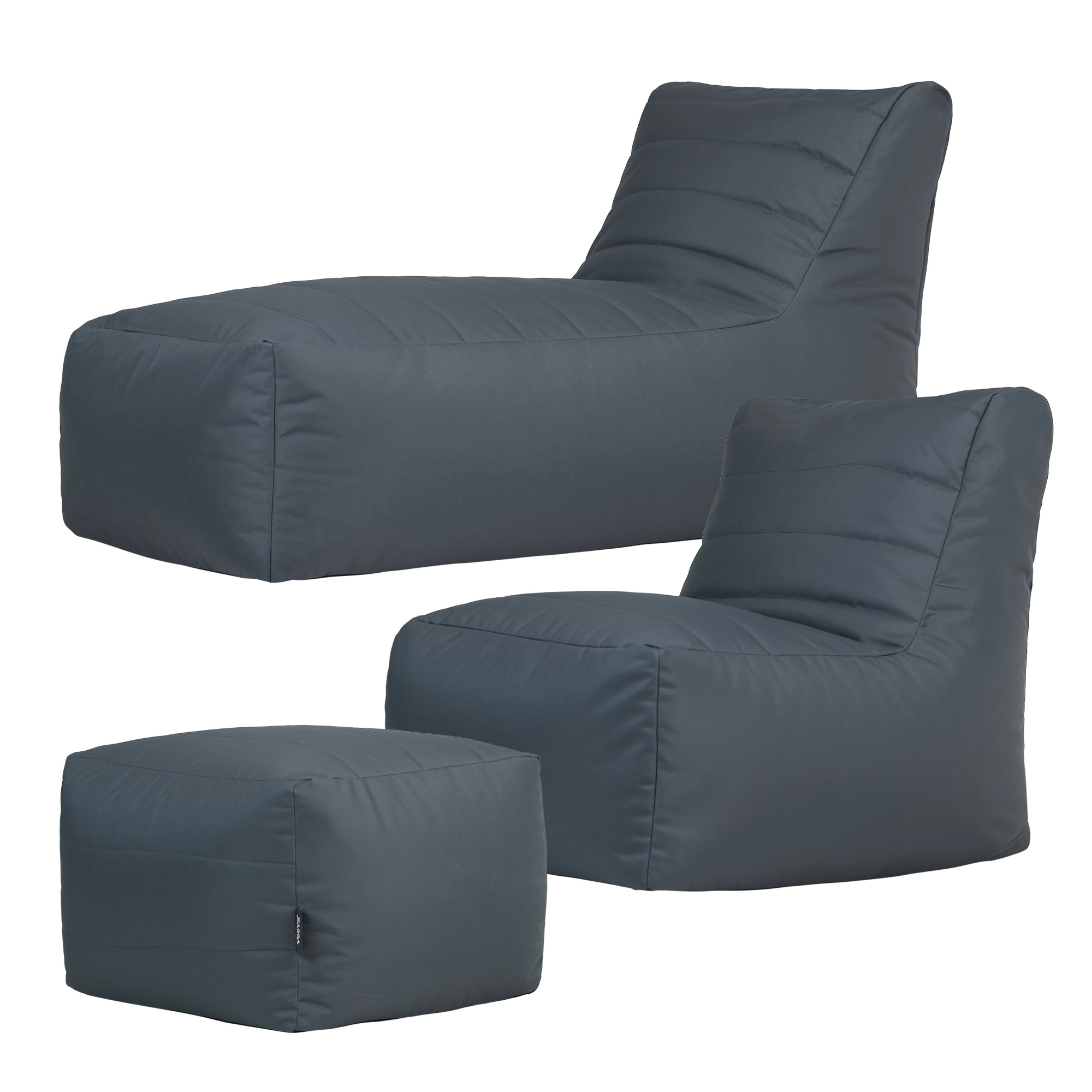 Ensemble 3 poufs modulaires d'extérieur gris anthracite