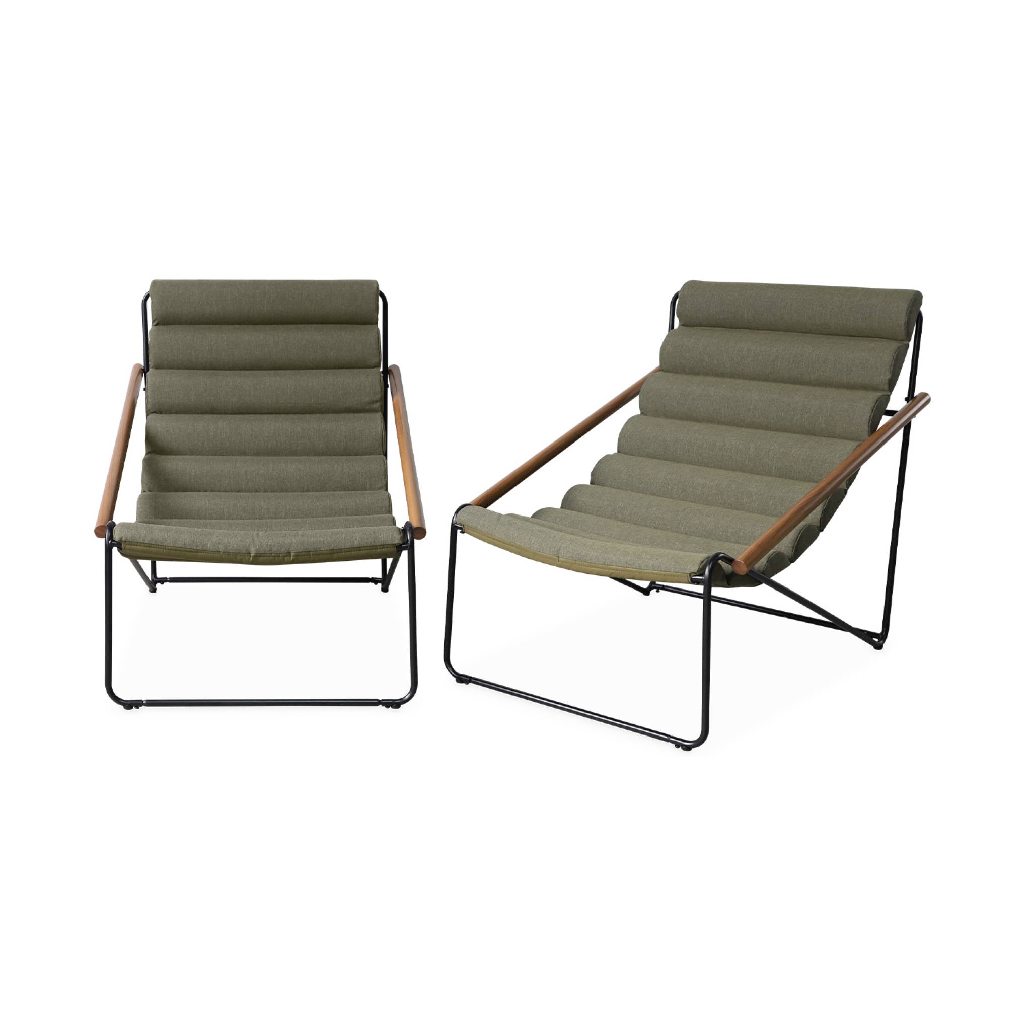 Lot de 2 fauteuils d'extérieur contemporains verts