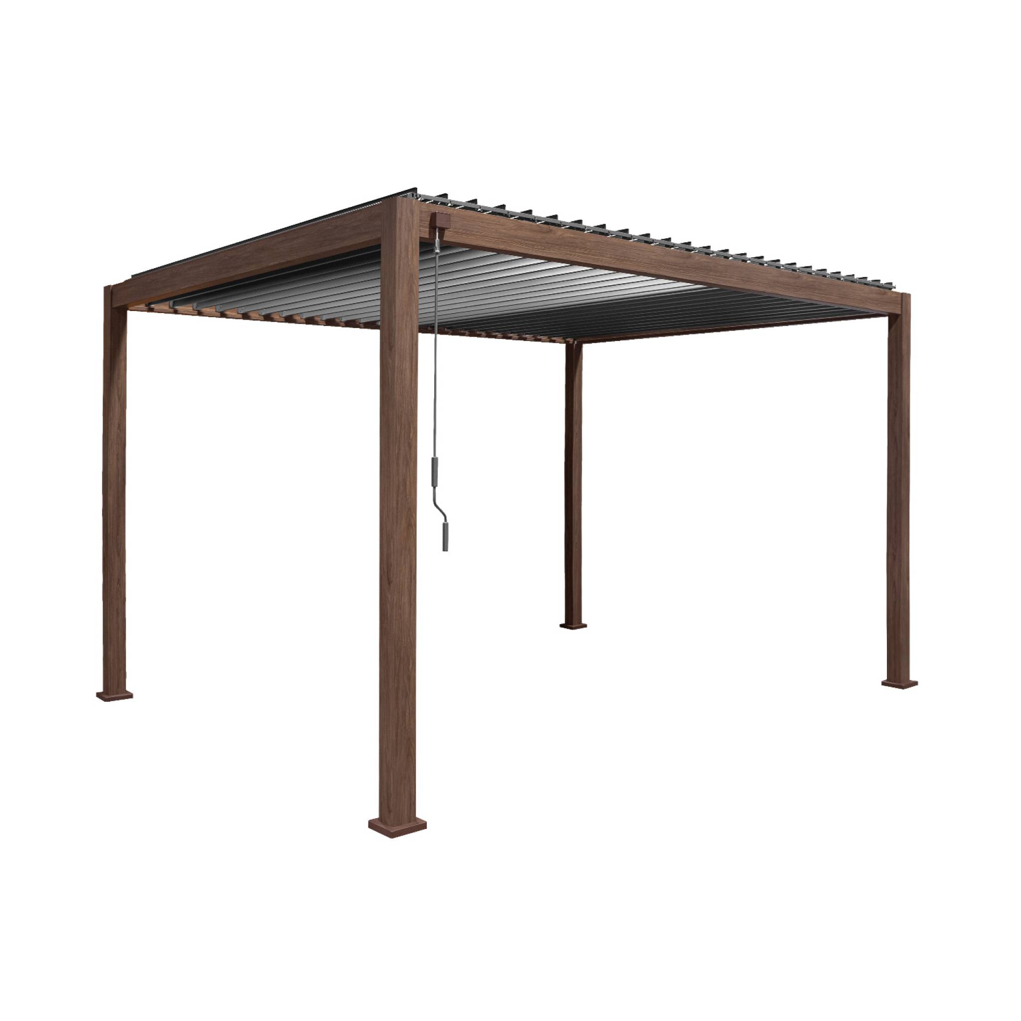 Pergola bioclimatique 4x3 coloris bois foncé