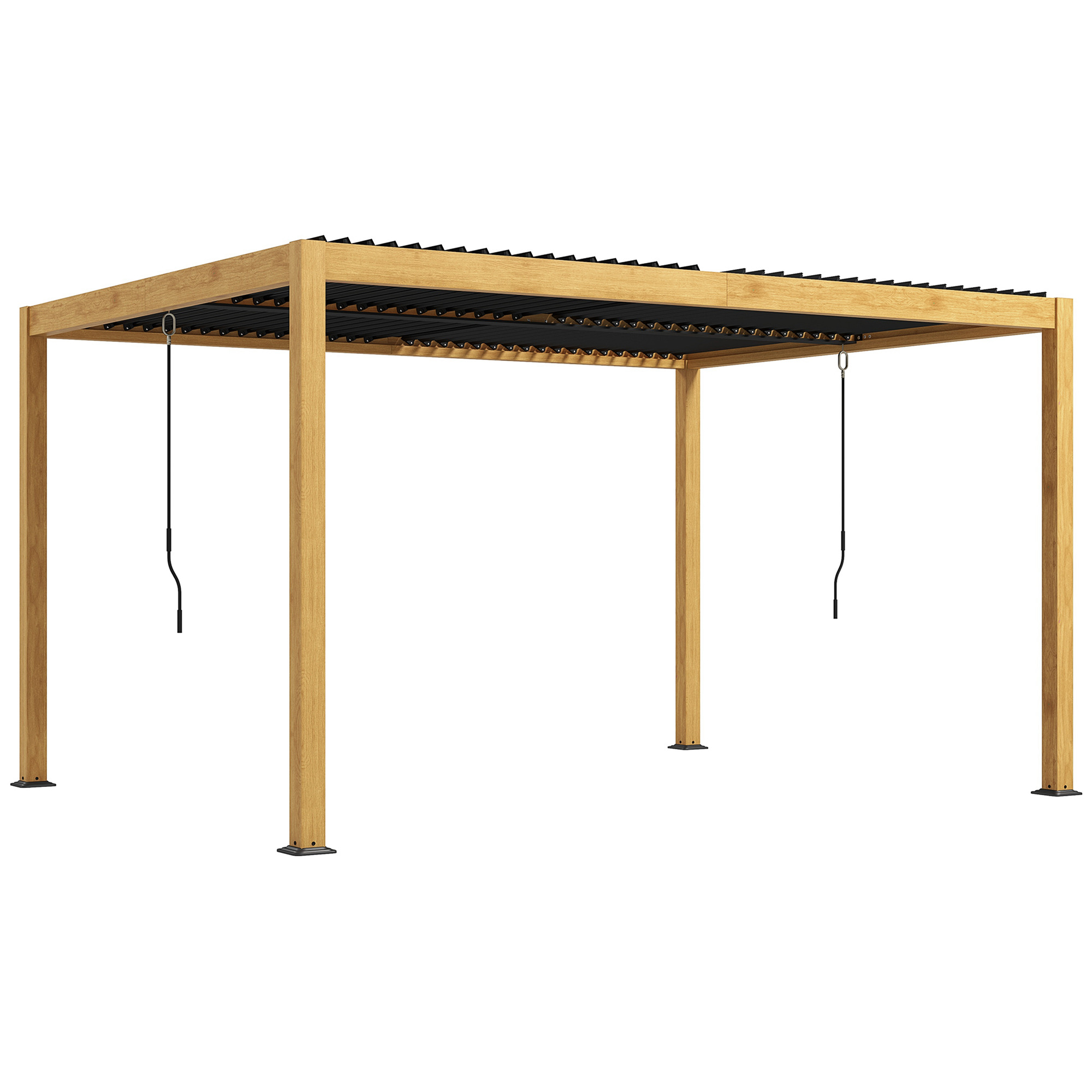 Pergola 3 x 4 m bioclimatique style contemporain alu aspect bois