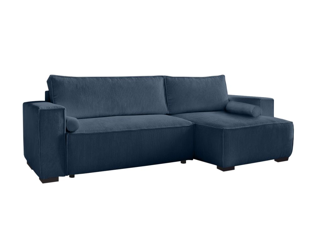 Canapé d'angle 3 places Bleu Velours Design Confort Promotion