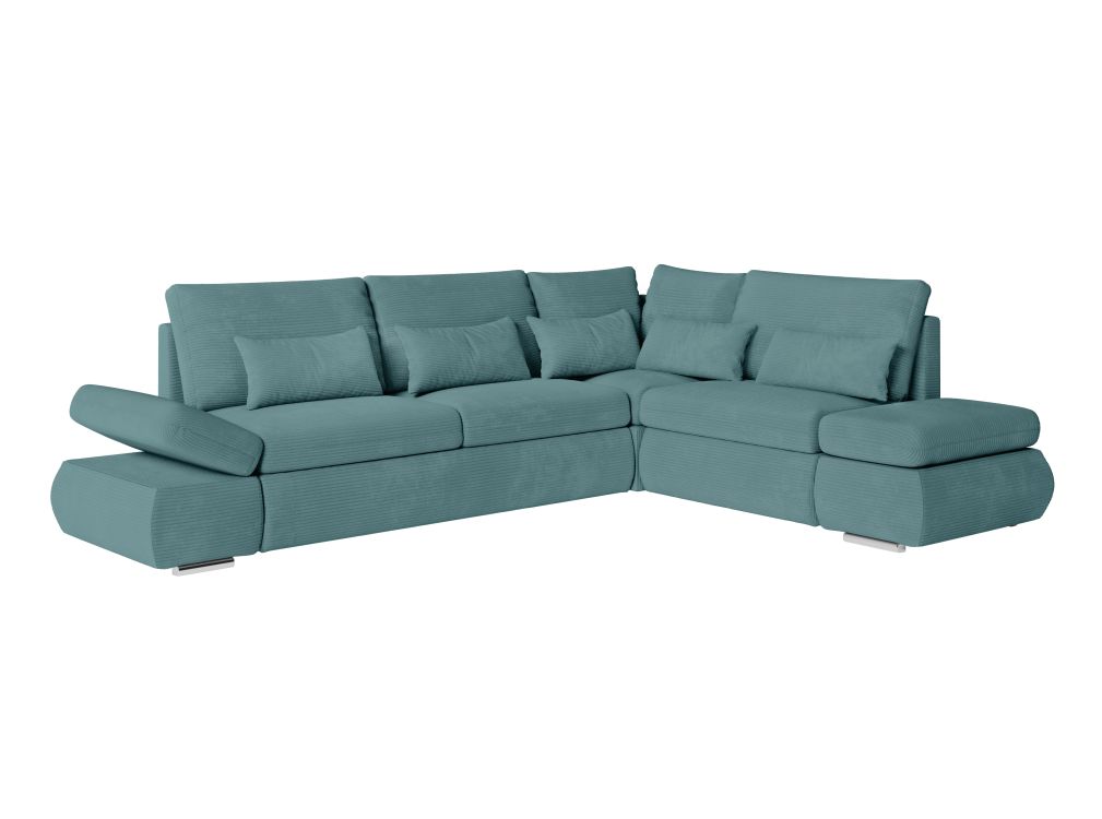 Canapé d'angle 4 places Bleu Velours Moderne Confort Promotion
