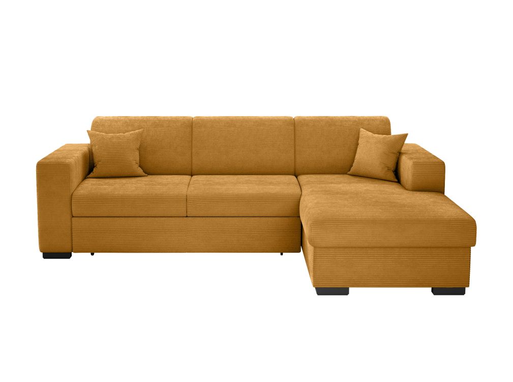Canapé d'angle 4 places Jaune Velours Moderne Confort Promotion