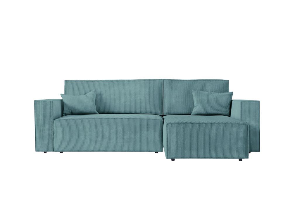 Canapé d'angle 3 places Bleu Velours Design Confort Promotion