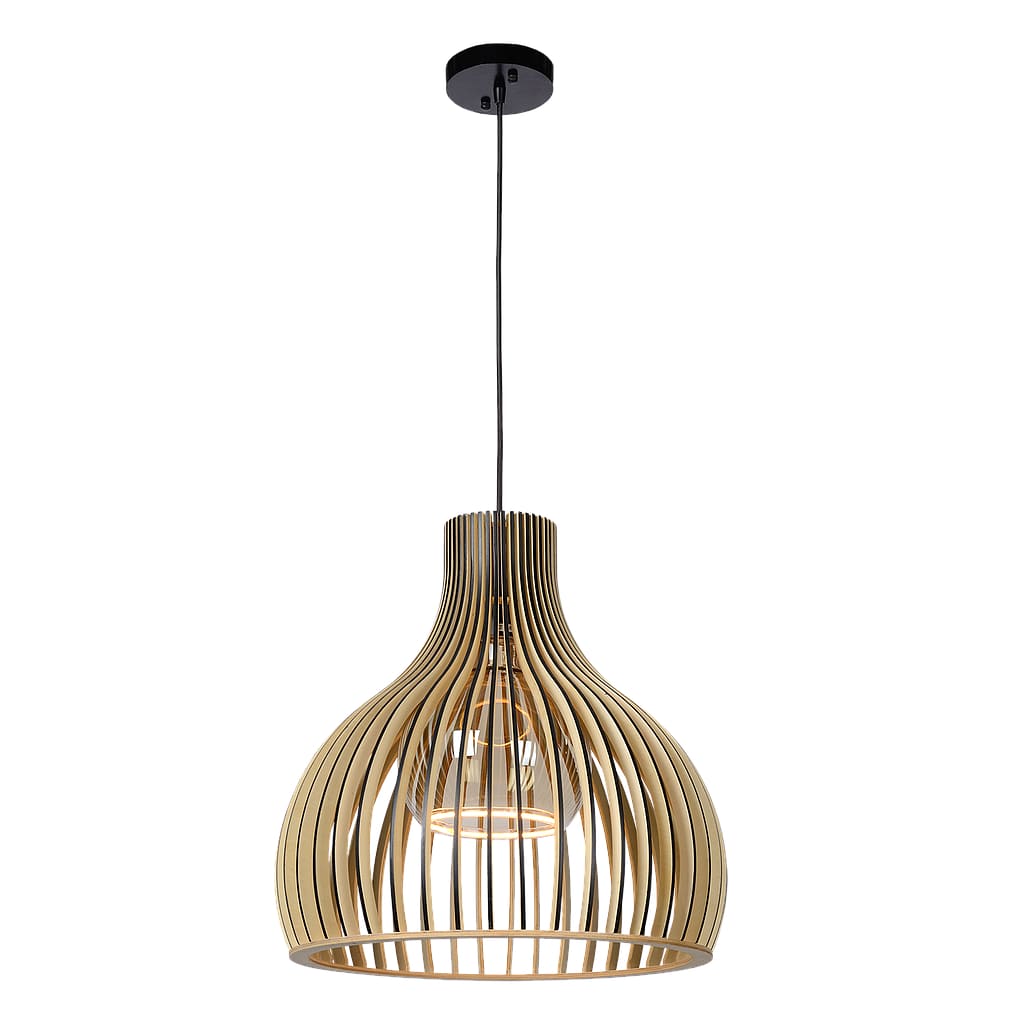 Lampe suspendue en bois de couleur naturelle Hauteur de 55 cm