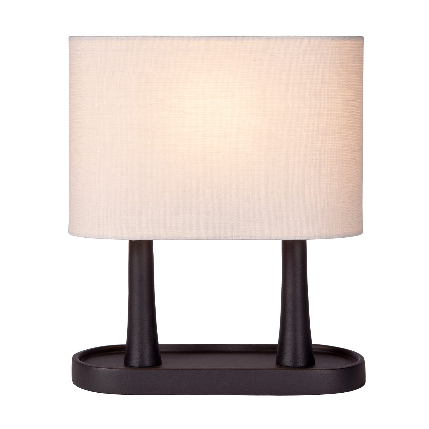 Lampe de table en métal avec abat-jour en lin, 30 cm, noir et blanc