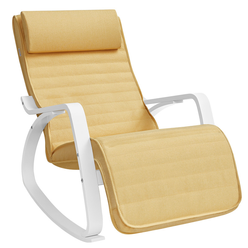 fauteuil à bascule repose-pieds réglable jaune canard et blanc