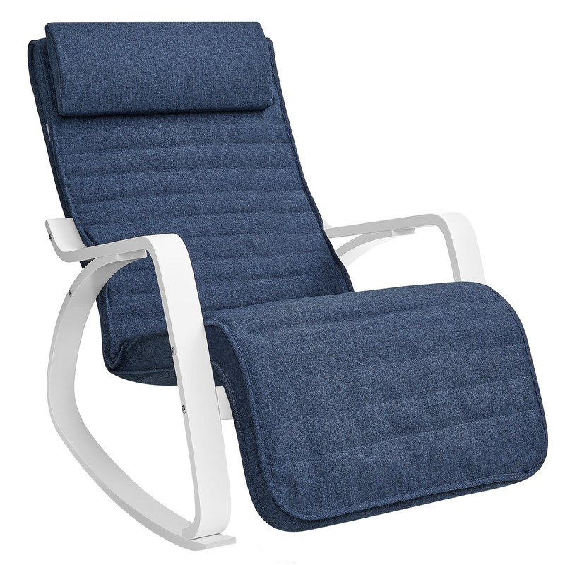 fauteuil à bascule repose-pieds réglable bleu minuit et blanc