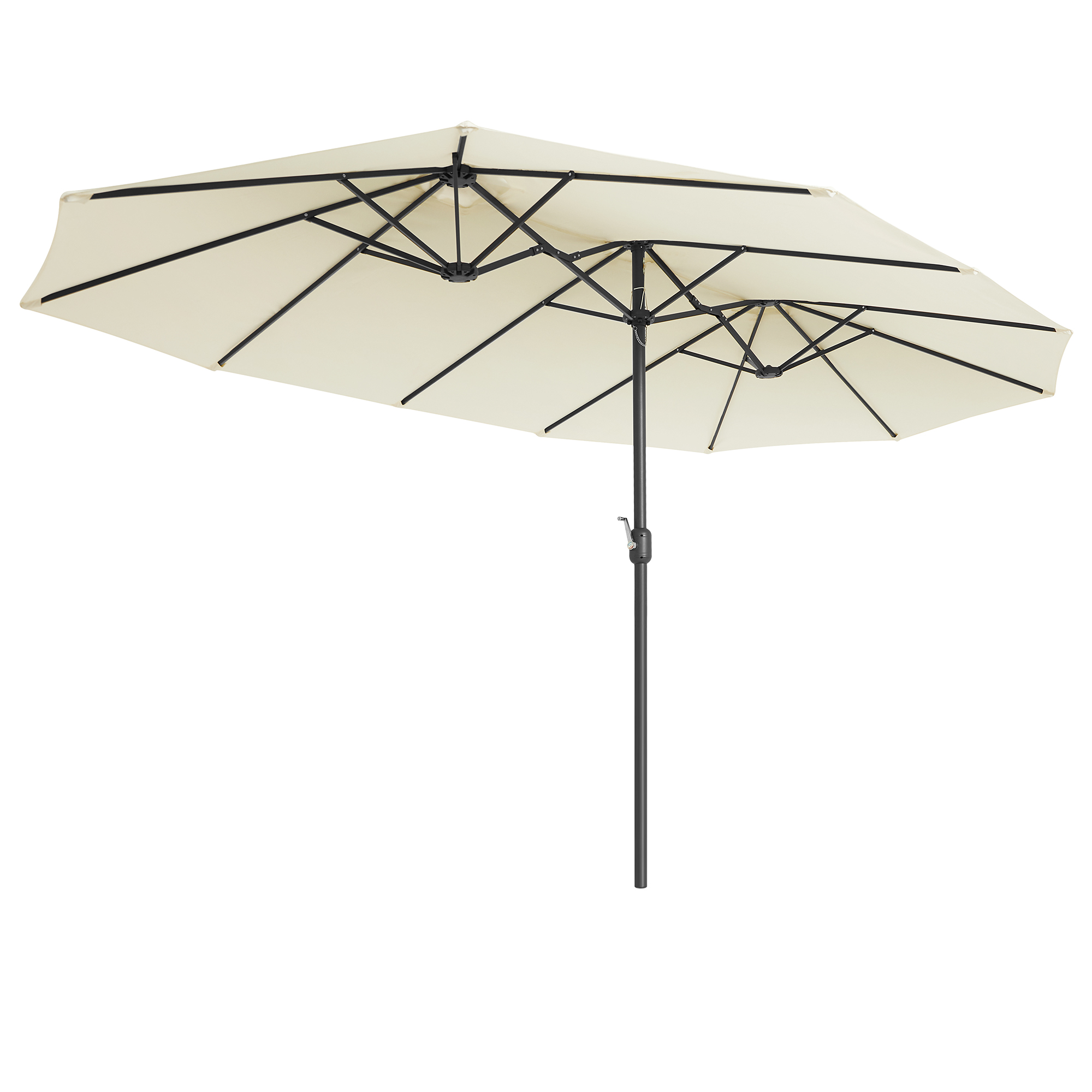 Parasol double 460 x 270 cm upf 50+ avec manivelle beige