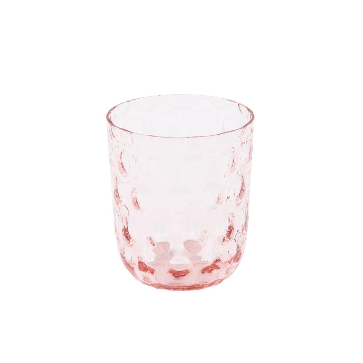 verre à eau en verre rose h9xd7cm