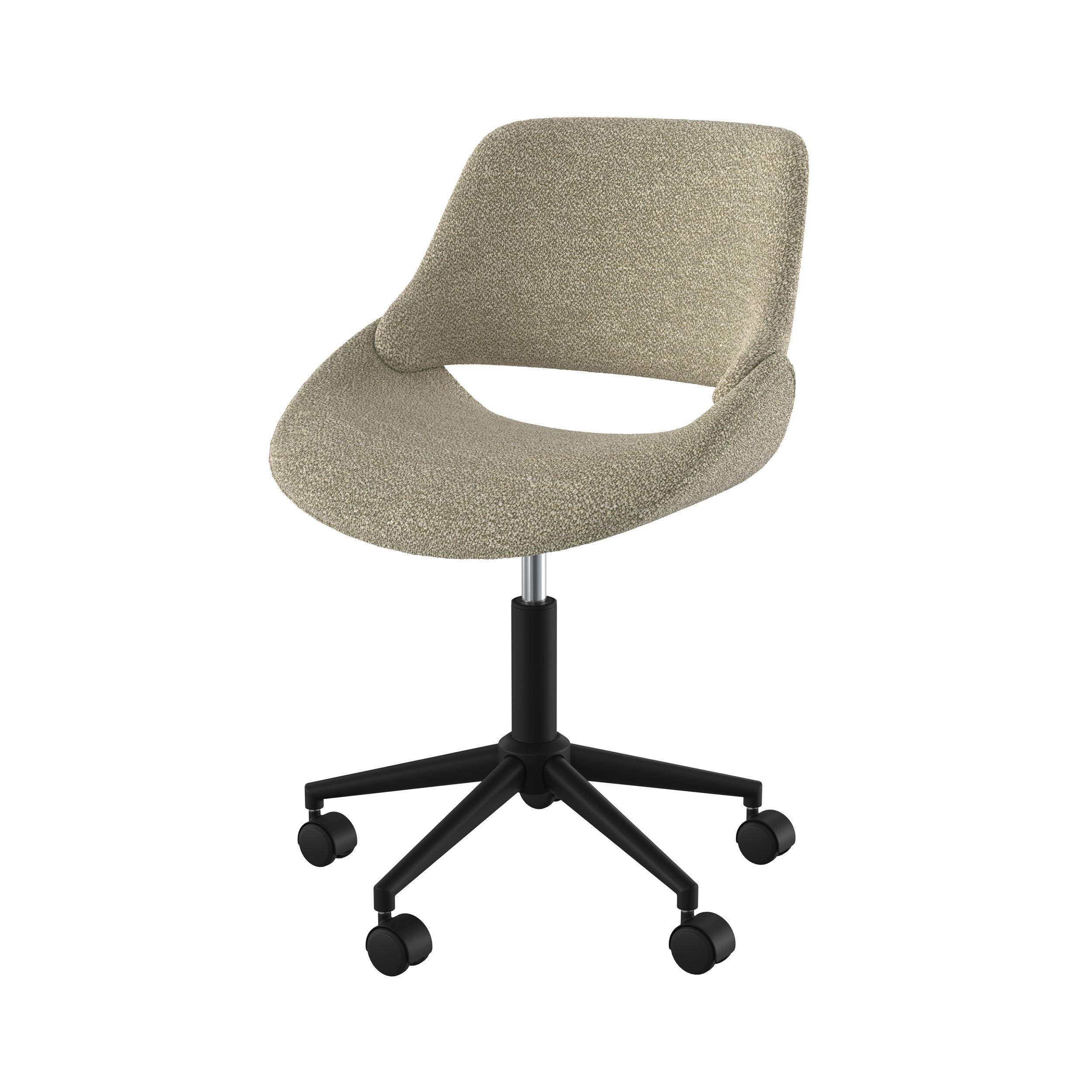 chaise de bureau pivotante et réglable en tissu bouclé beige