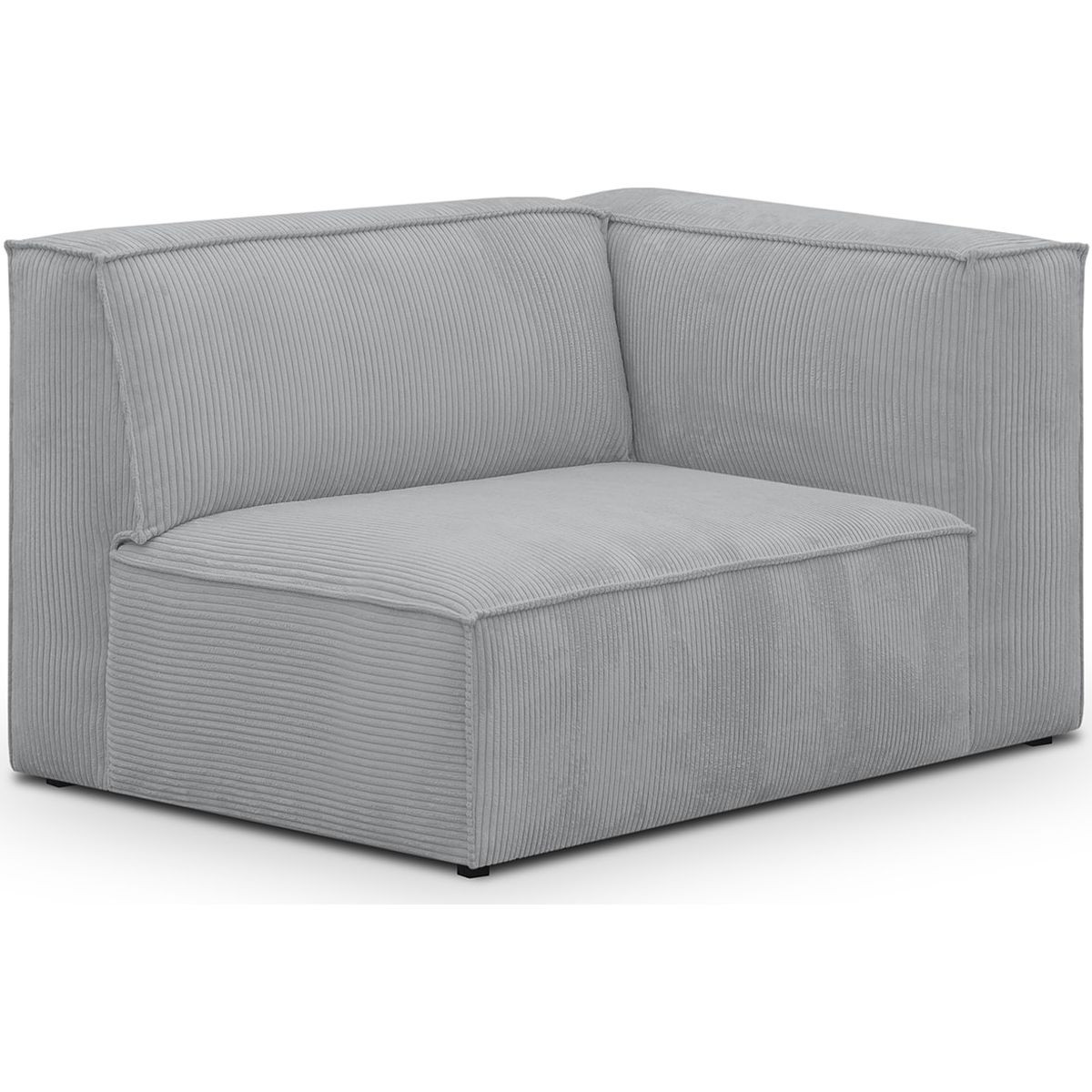 Chauffeuse d’angle à droite modulable en velours côtelé gris clair