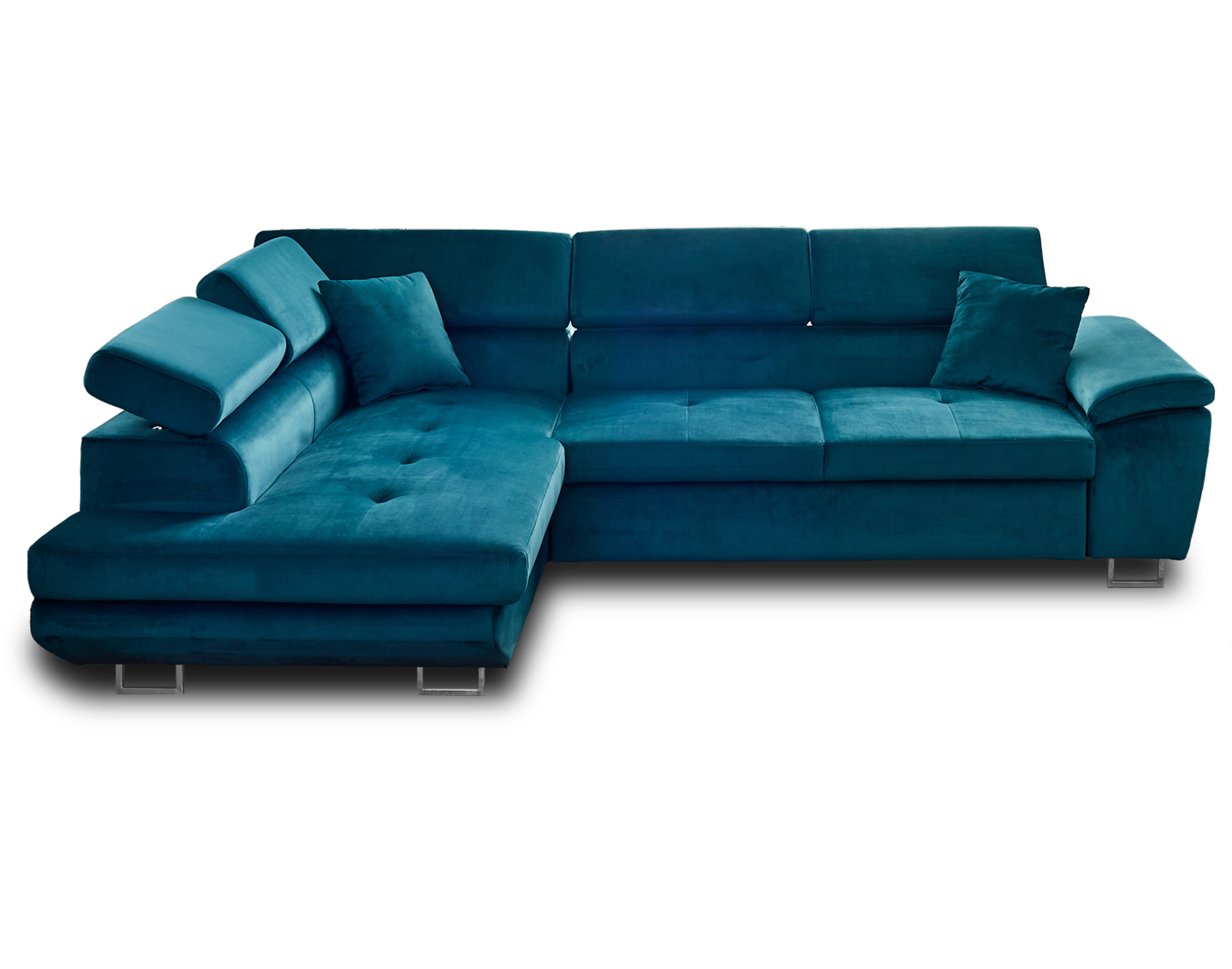 Canapé d'angle 5 places Bleu Velours Moderne