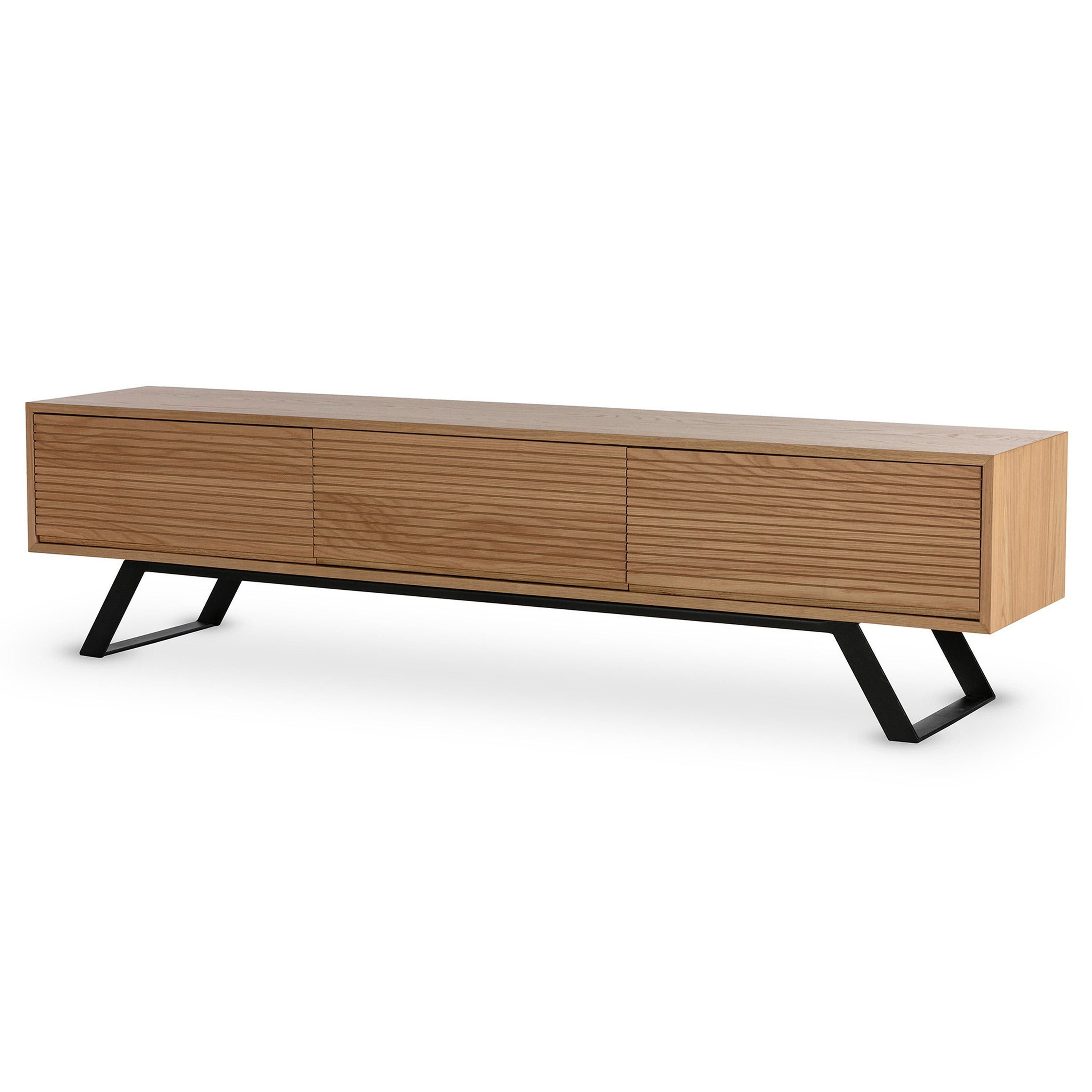 Meuble TV style contemporain 200 cm noir / bois