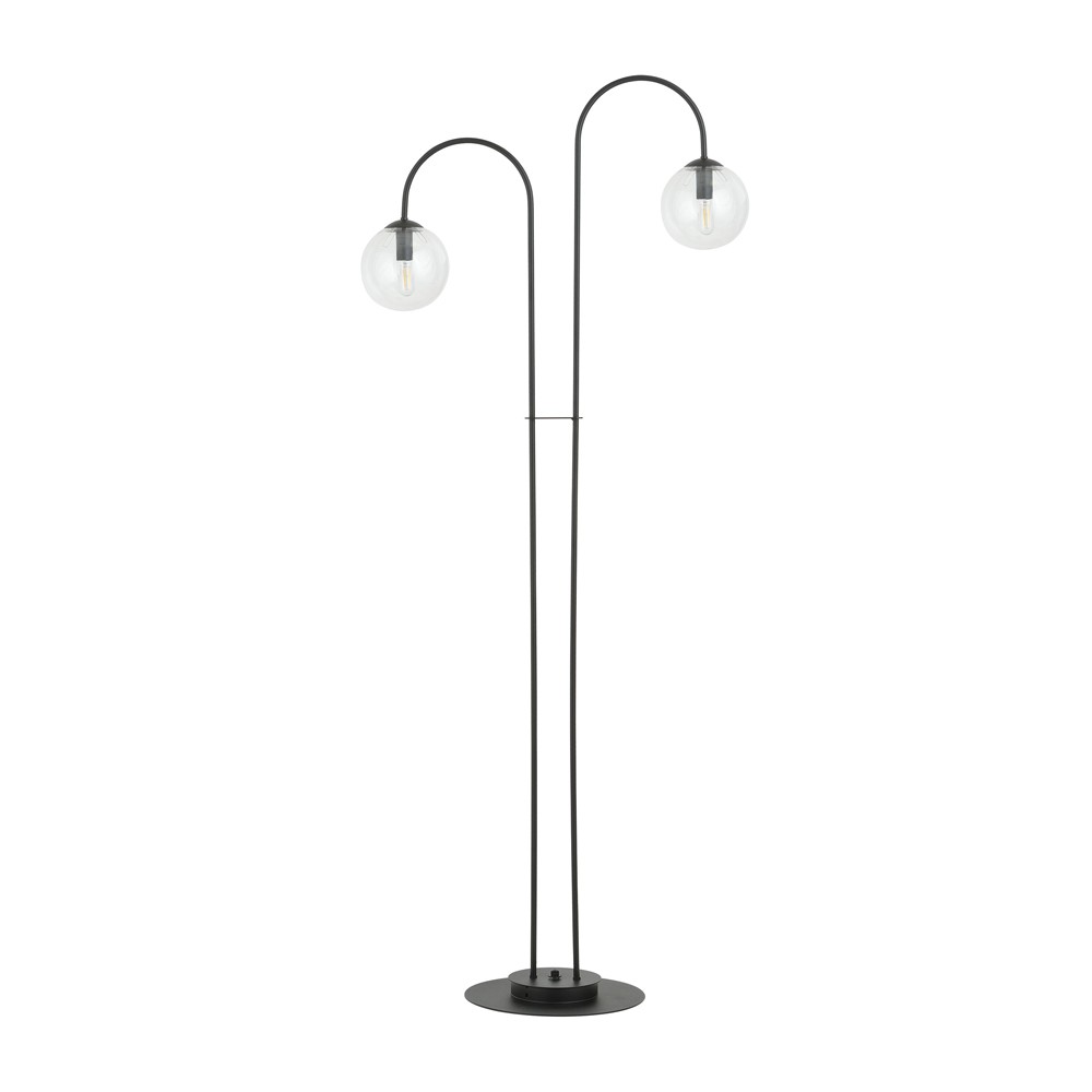 Lampadaire de style nordique avec 2 sphères transparentes