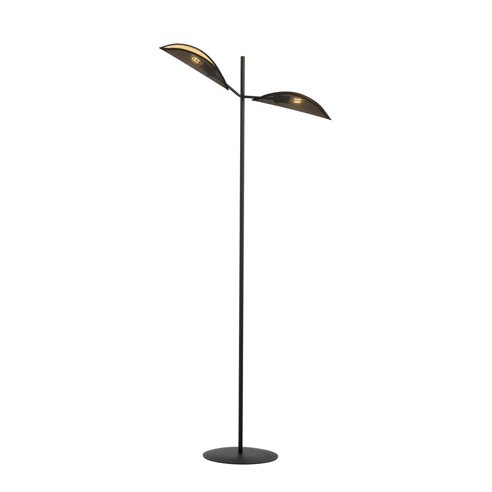 Lampadaire de style moderne avec 2 abat-jour en tissu noir