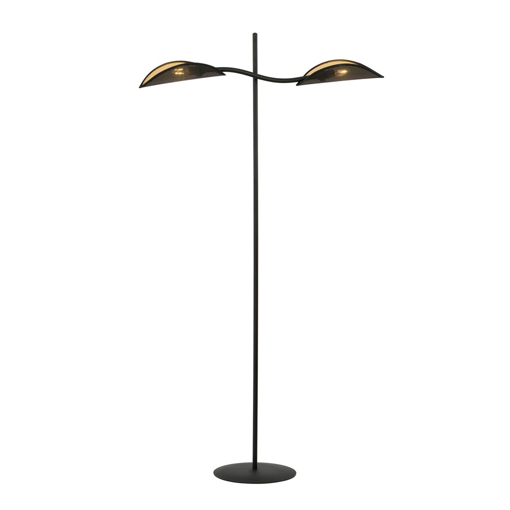 Lampadaire avec 2 abat-jour noirs en forme de feuille