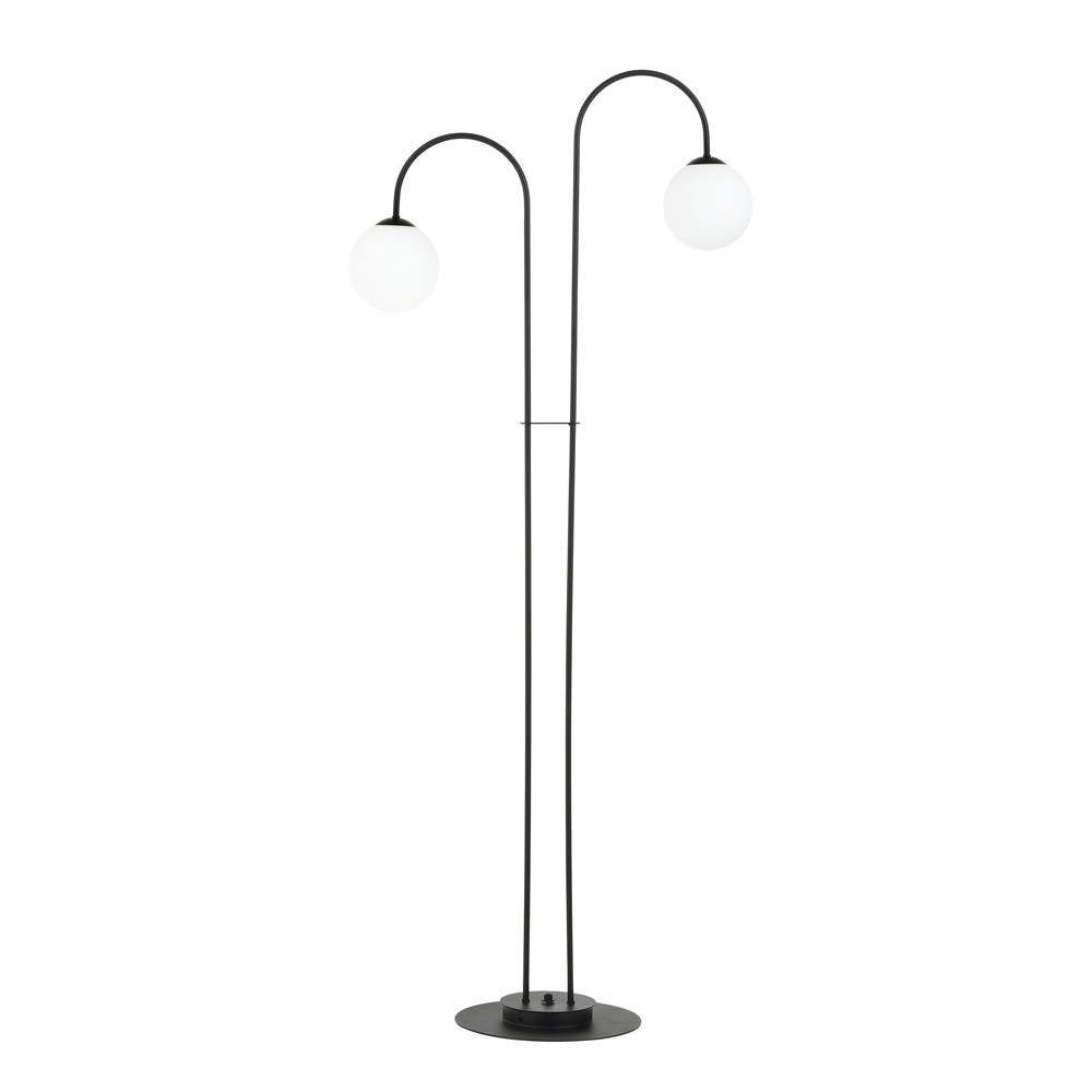 Lampadaire de style nordique avec 2 sphères blanches