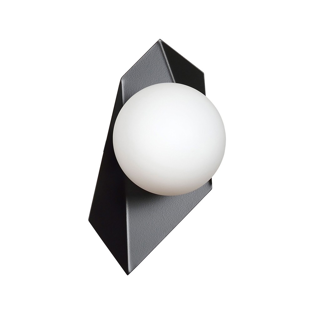 applique moderne en métal avec sphère en verre noir