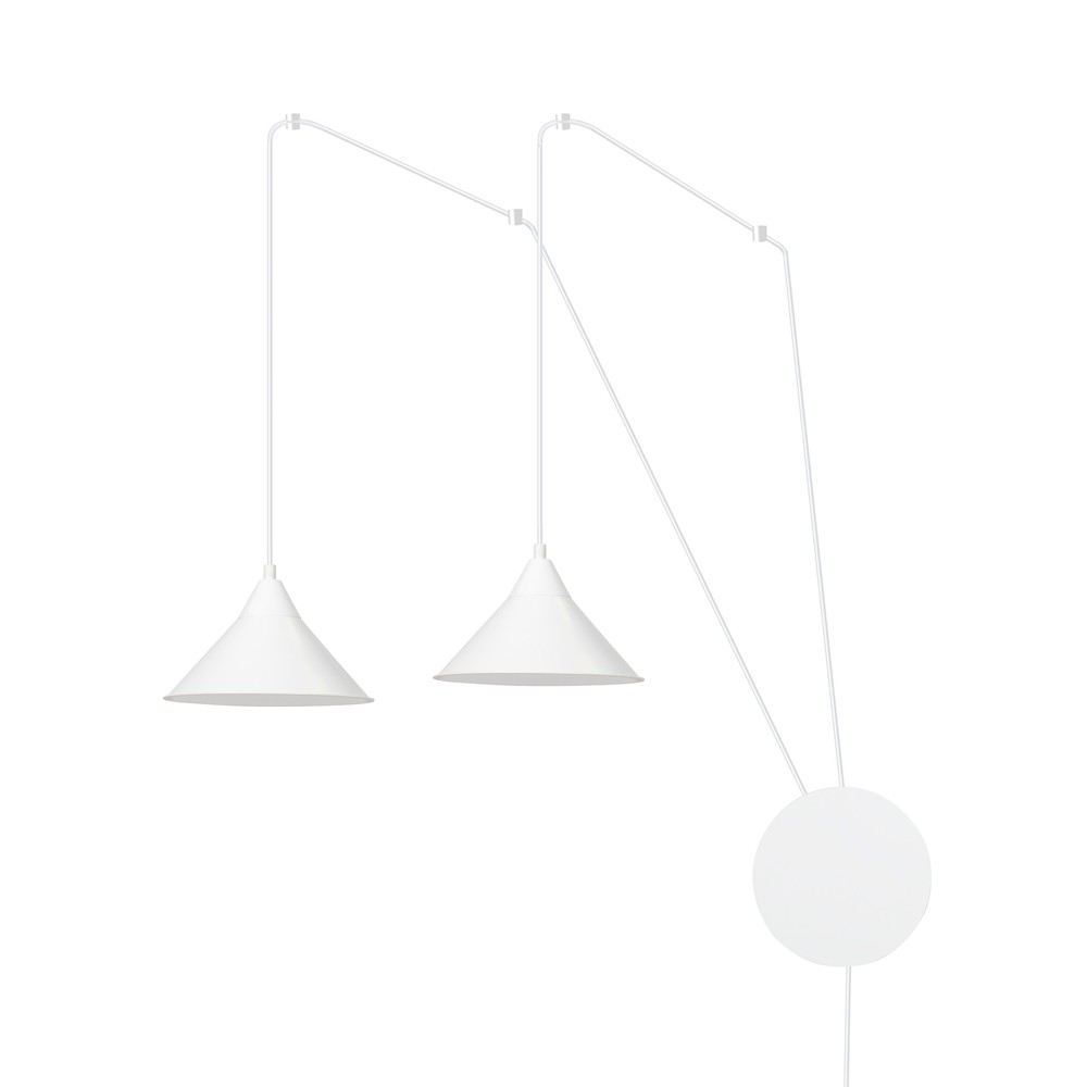 Applique réglable avec câble de 5m et 2 abat-jour blancs