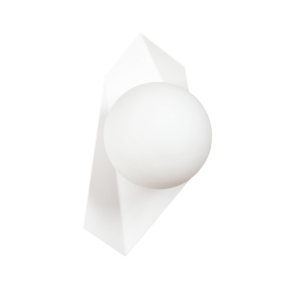 applique moderne en métal avec sphère en verre blanc