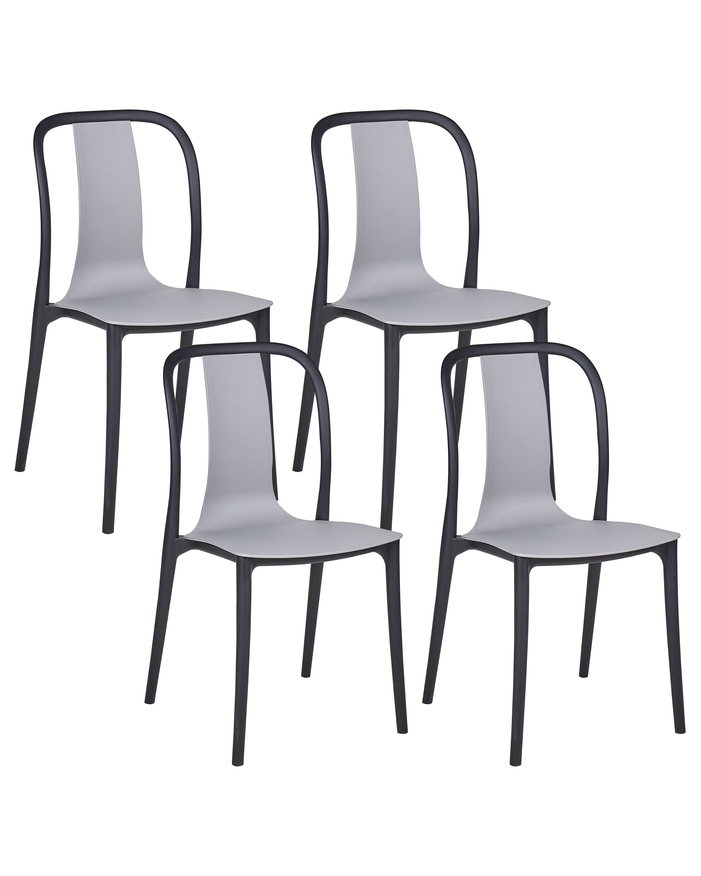 Chaise de jardin Set de 4 Matière synthétique Gris