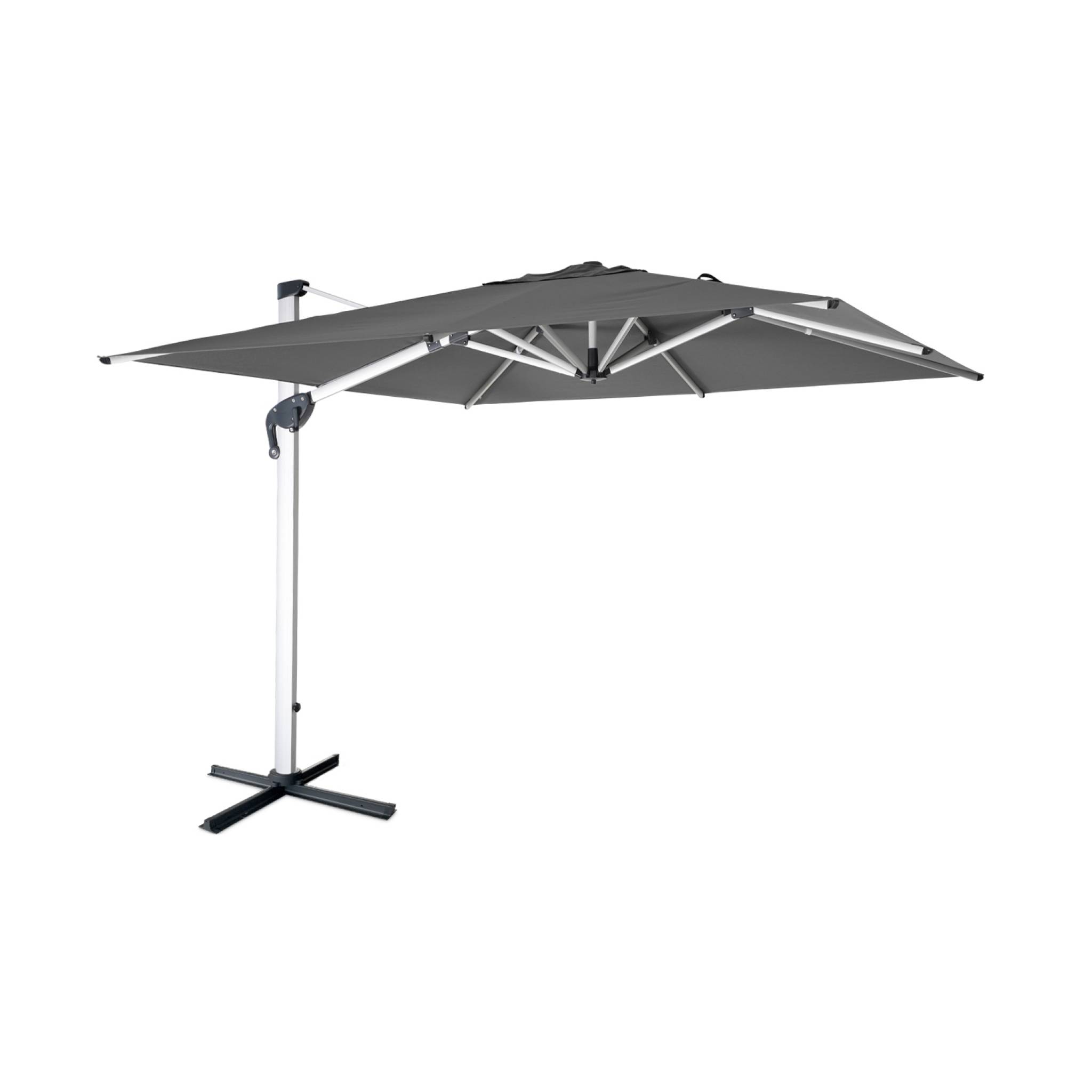 Parasol déporté haut de gamme 3x3m gris + housse