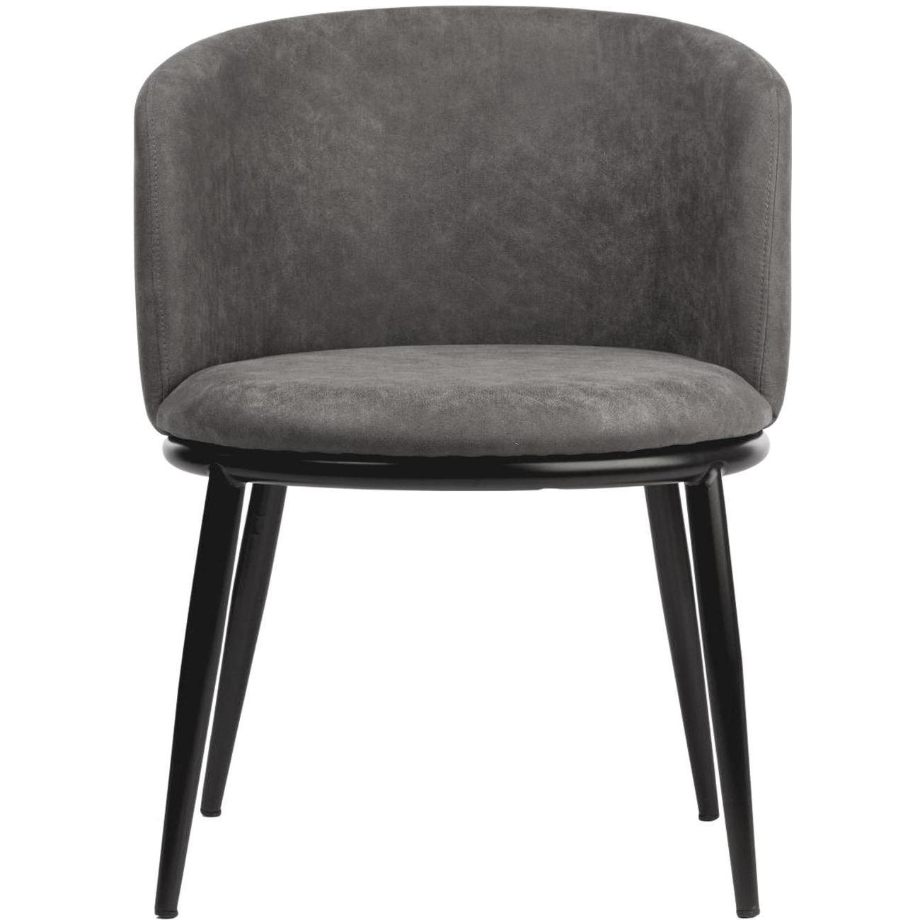 Lot de 2 – Chaise assise tissu gris anthracite pieds metal noir