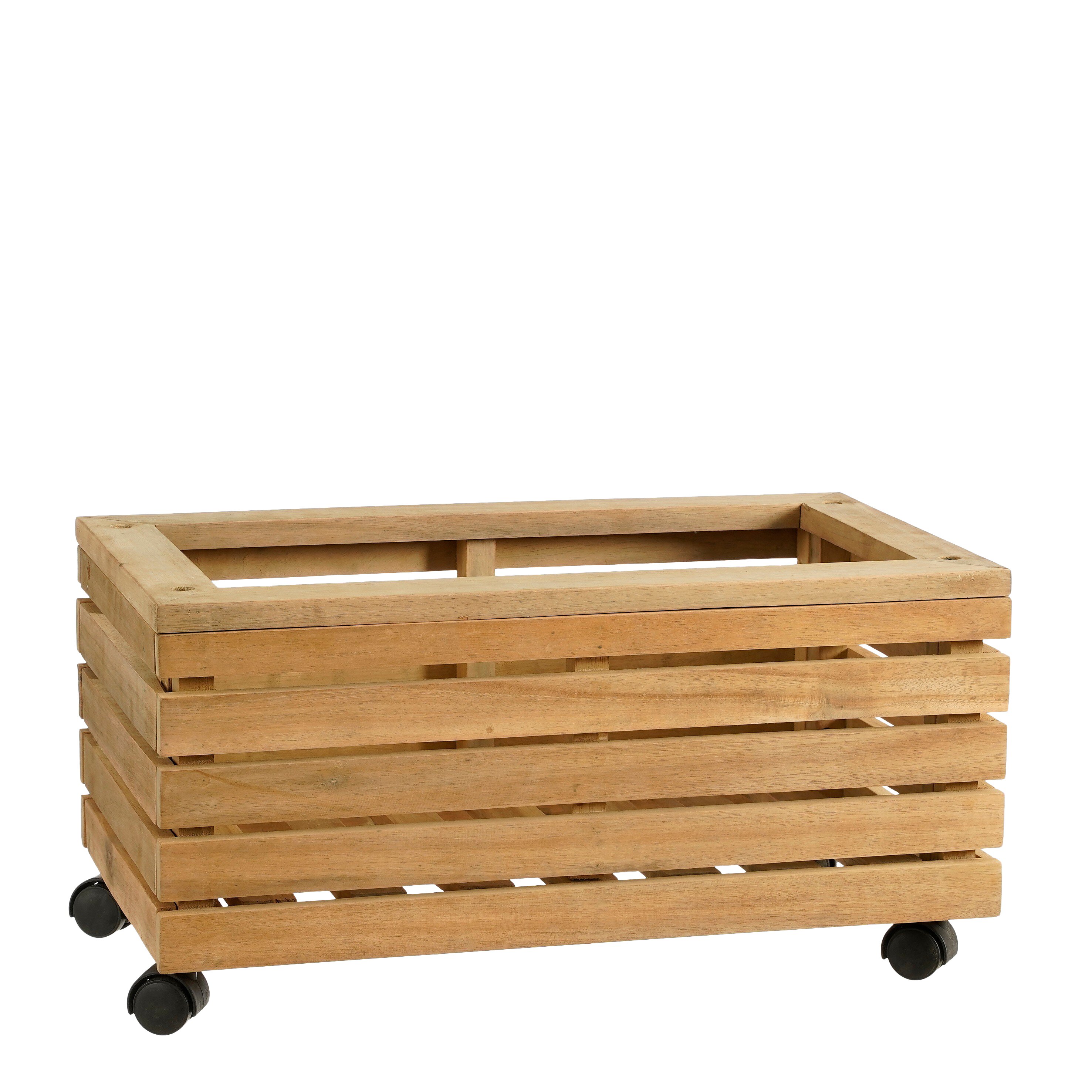 Jardinière sur roues pour l'extérieur en bois d'acacia marron H30