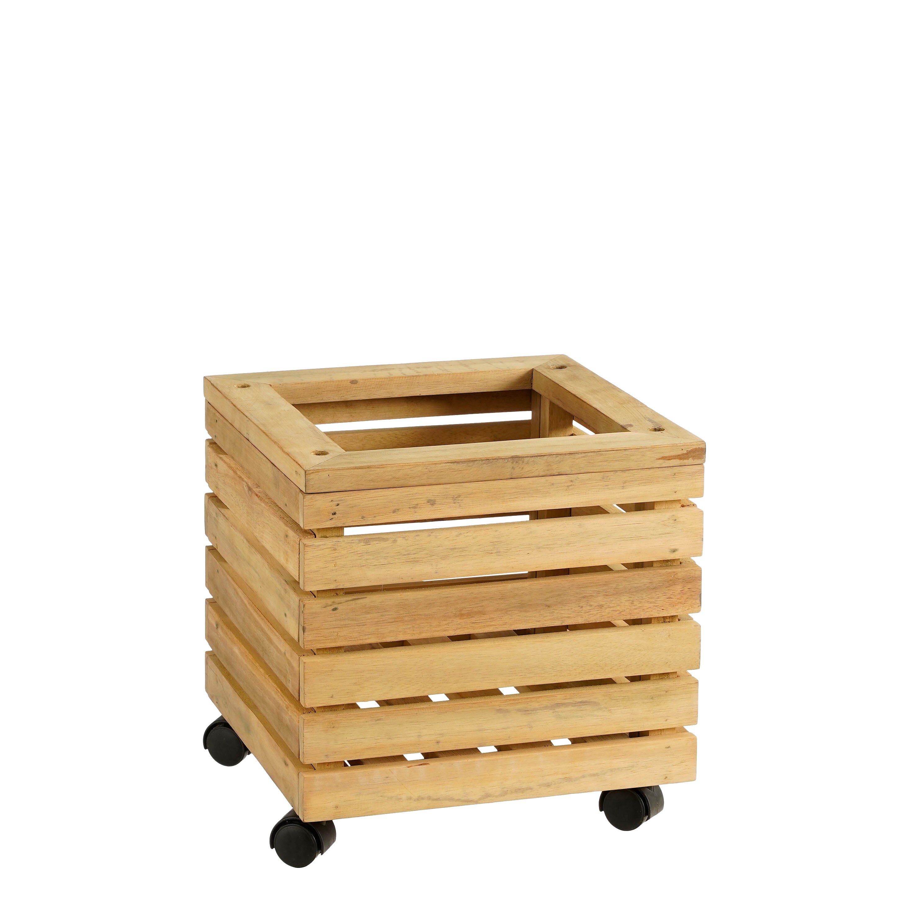 Jardinière sur roues pour l'extérieur en bois d'acacia marron H35