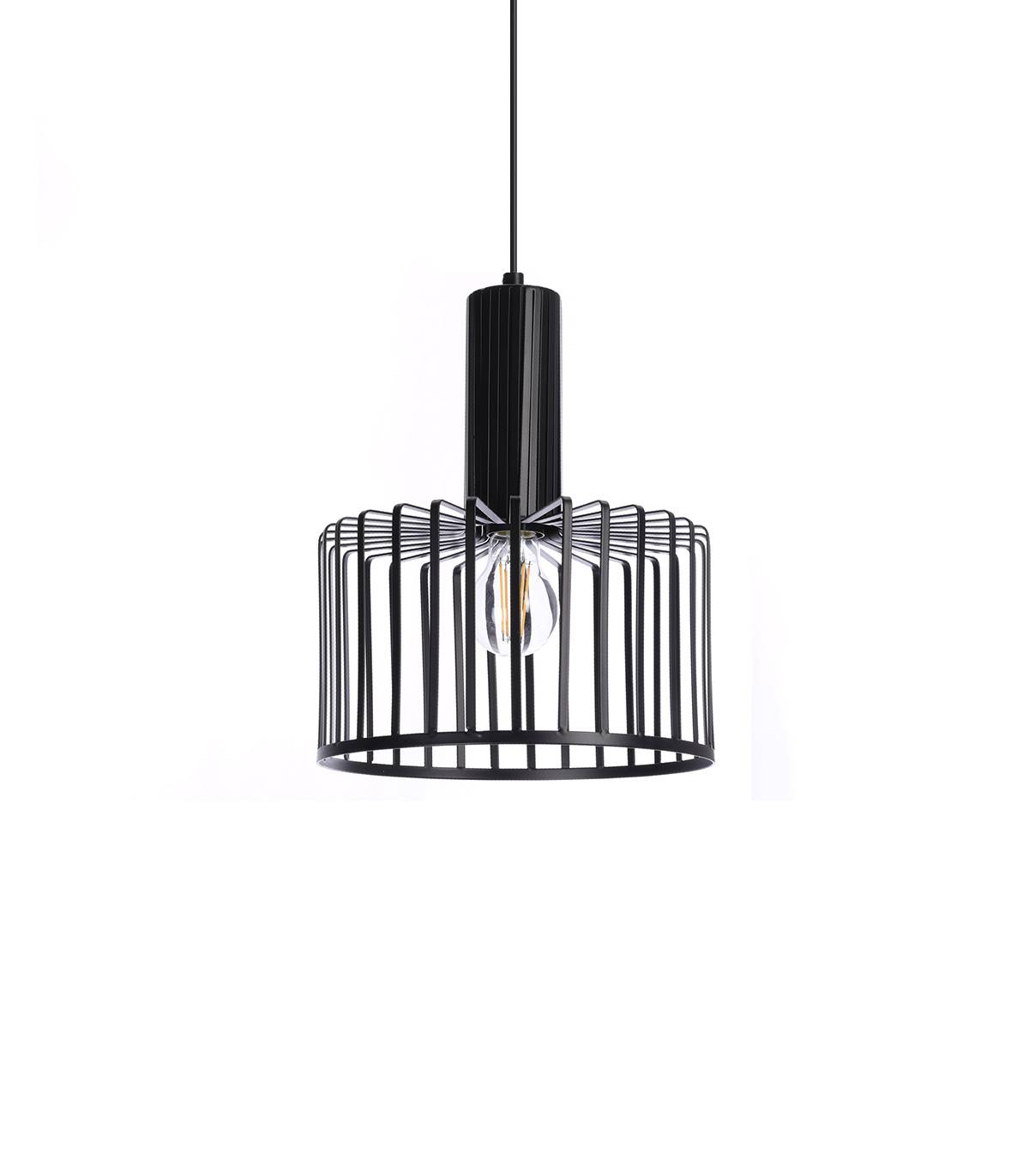 suspension en métal noir, d. 25 cm