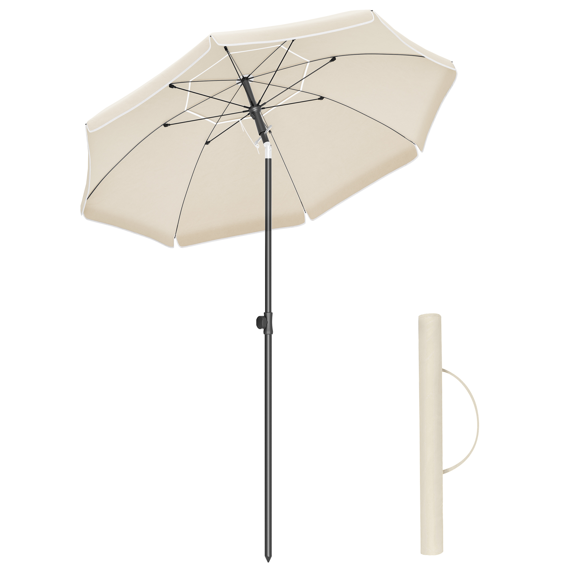 Parasol de 160 cm protection solaire upf 50+ Inclinable sur 30° beige