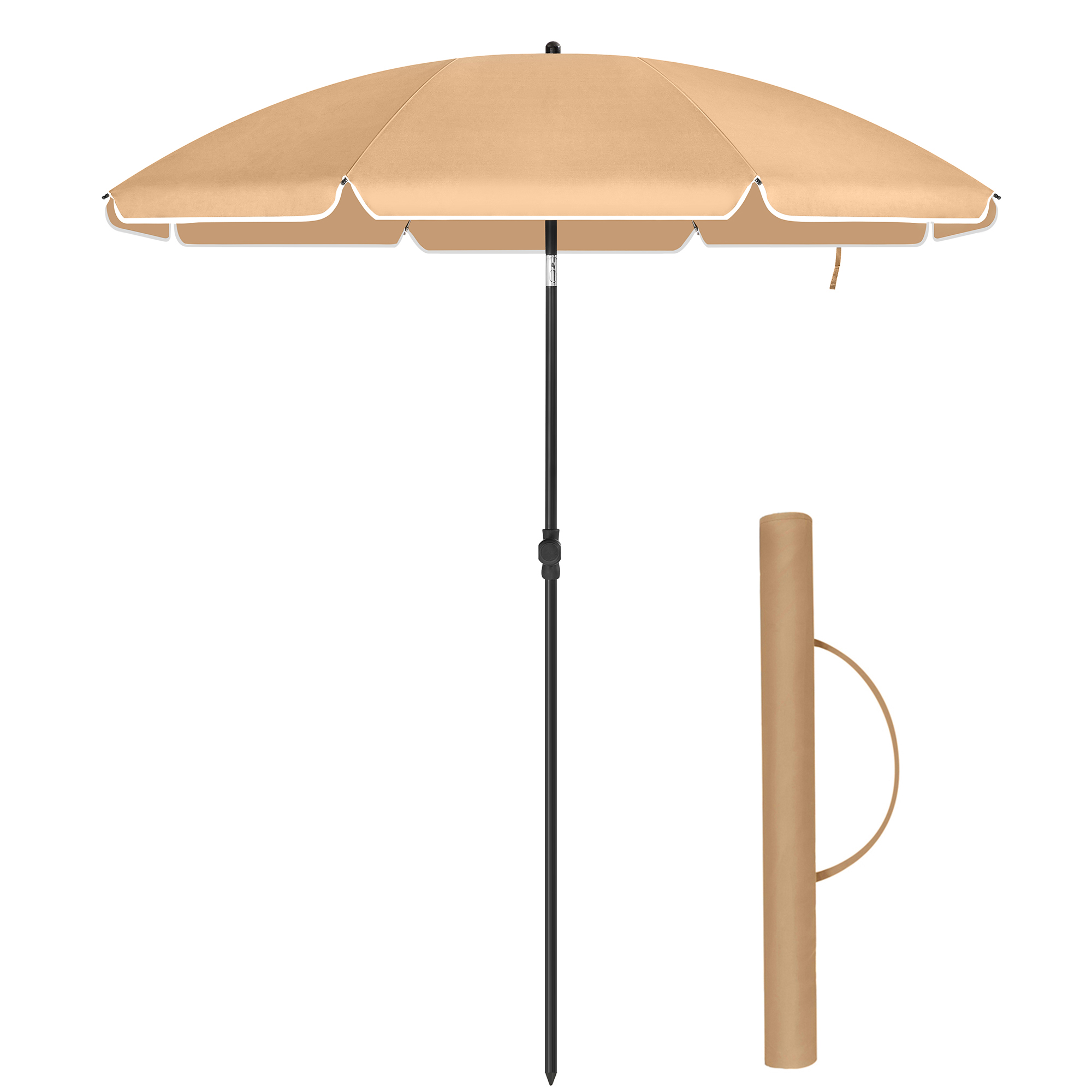 Parasol de 160 cm protection solaire upf 50+ Inclinable sur 30° taupe