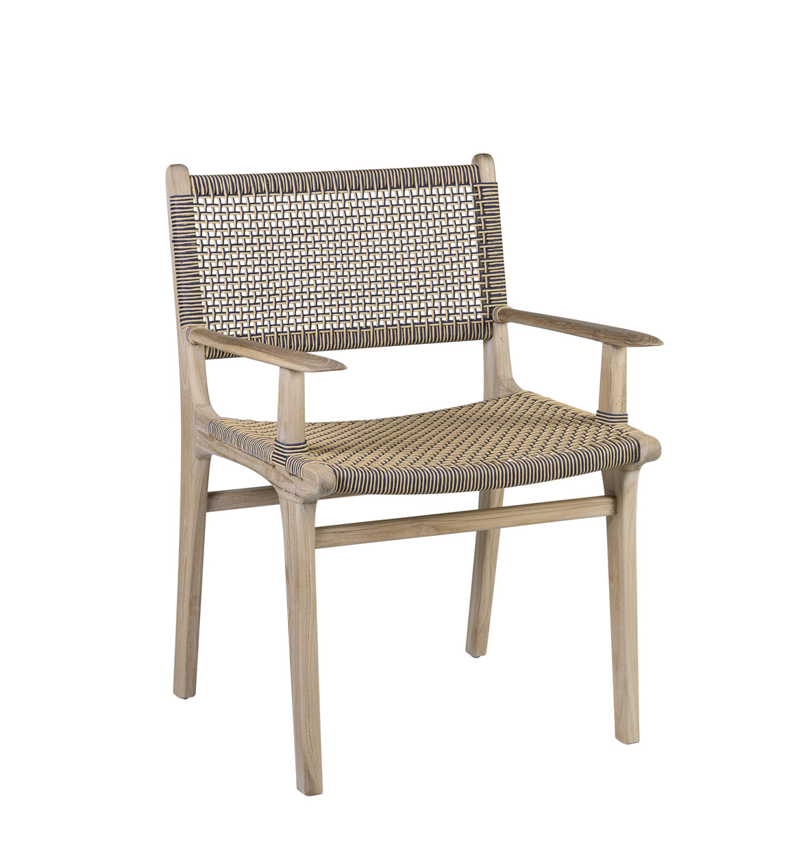 Fauteuil en bois beige et corde bicolore