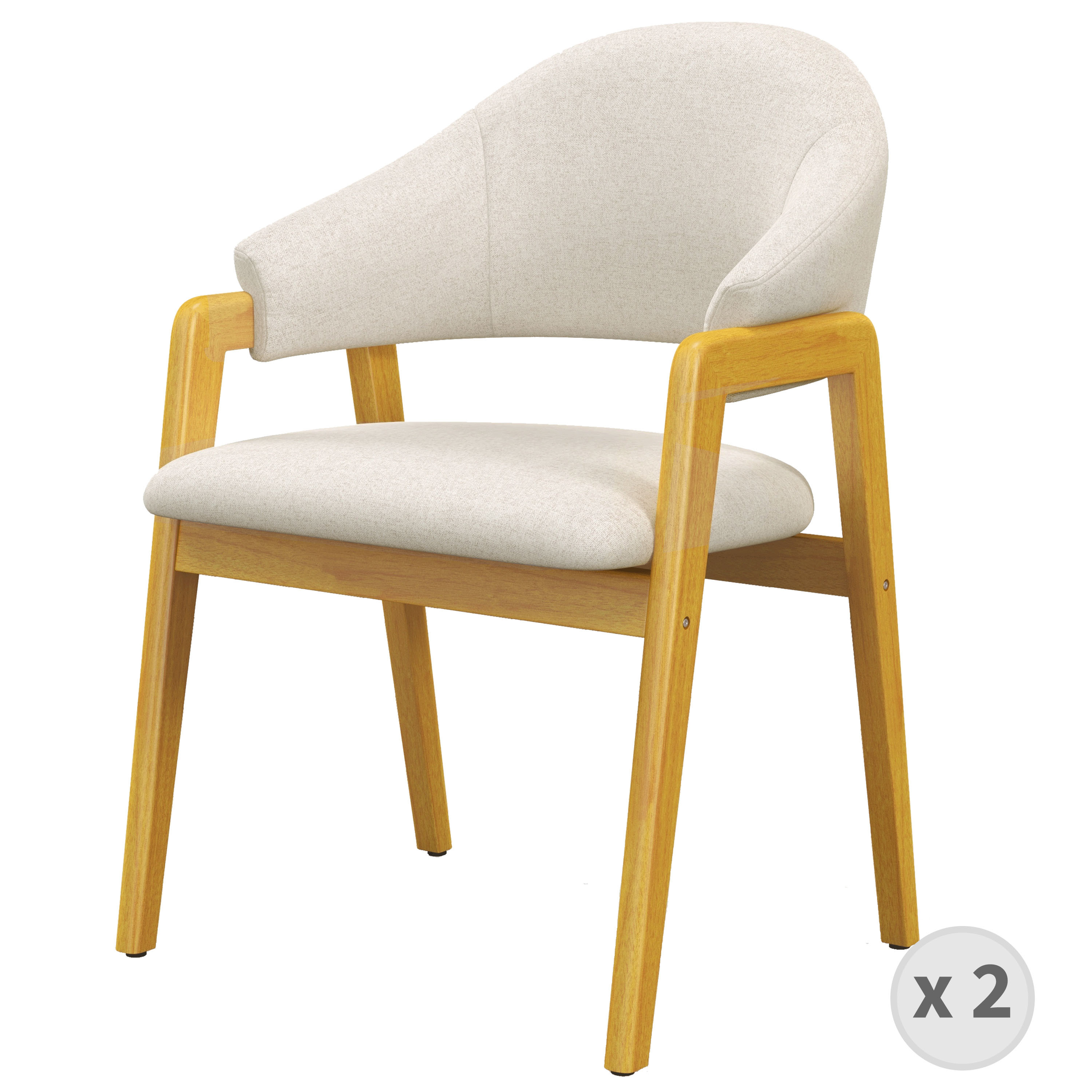Chaise en tissu Coloris Lin et bois naturel (x2)